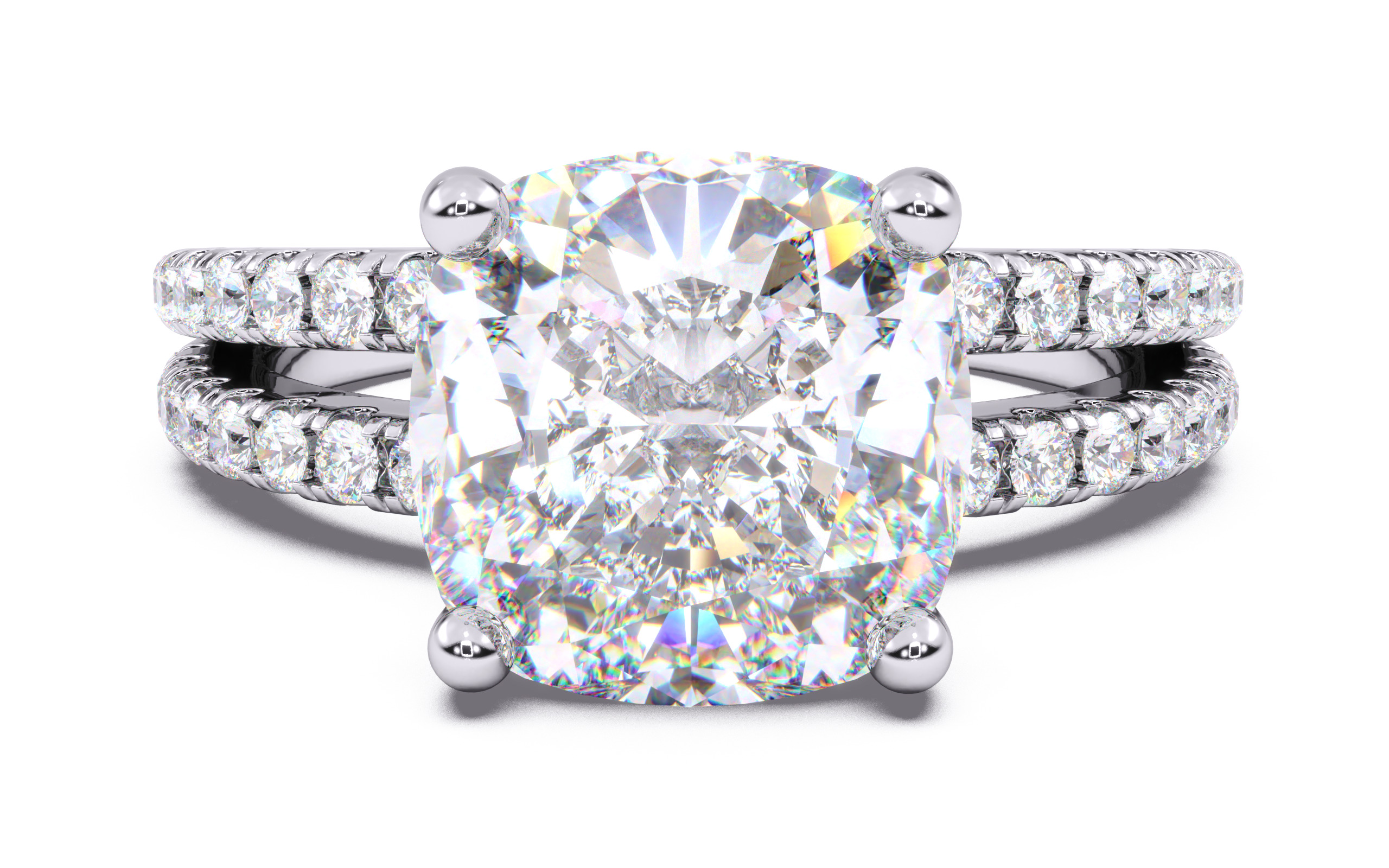 Cushion Diamond Pave Setting Solitaire Ring 3D print model_14