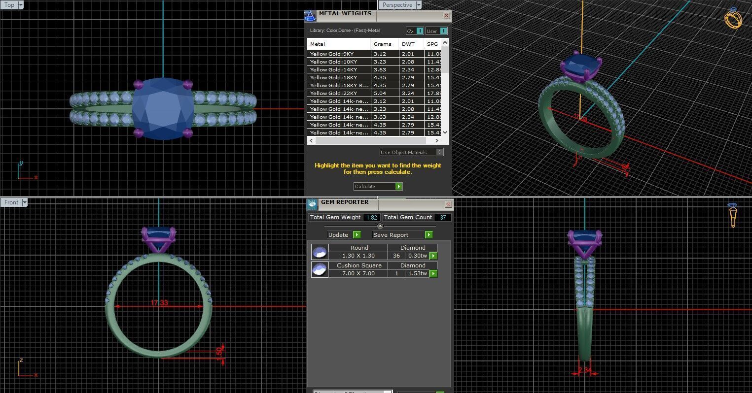 Cushion Diamond Pave Setting Solitaire Ring 3D print model_25