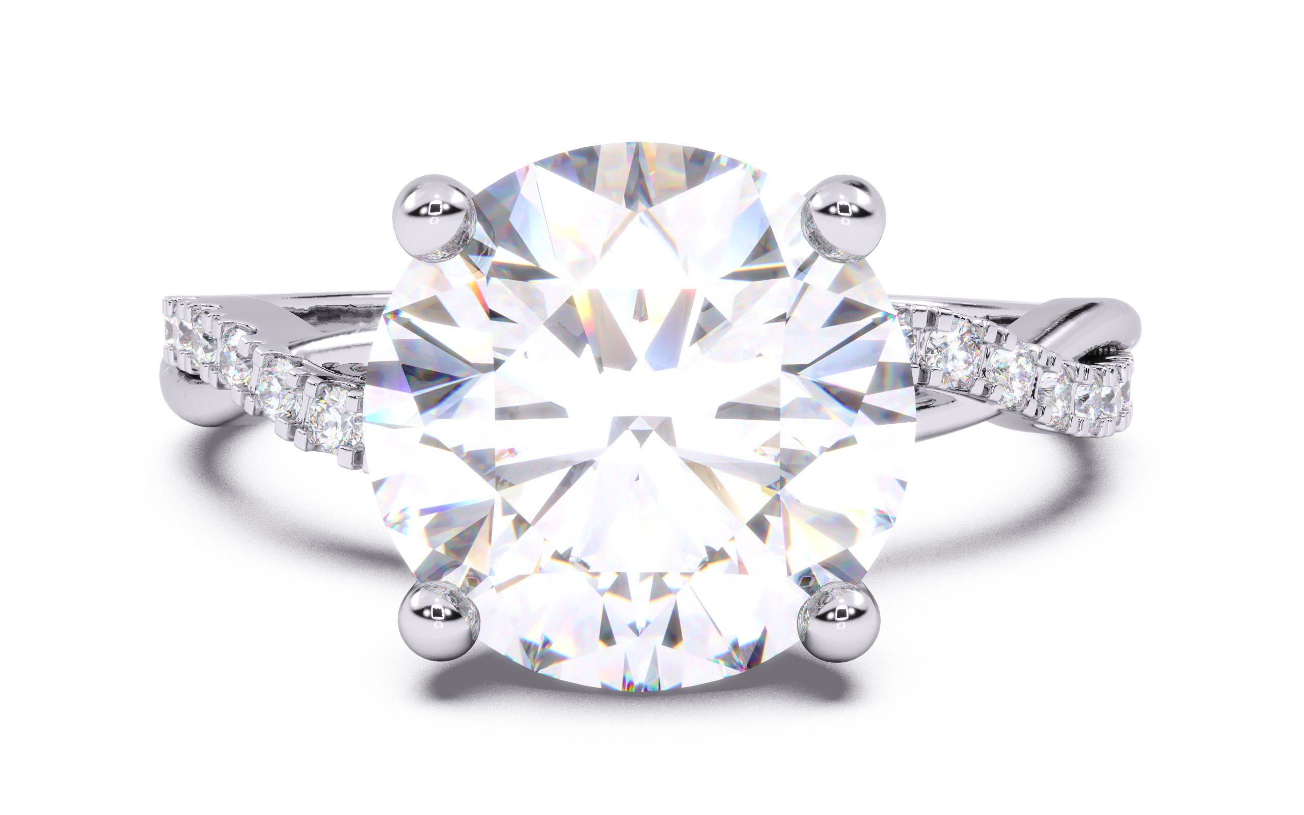 Round Diamond Pave Setting Solitaire Ring  3D print model_9