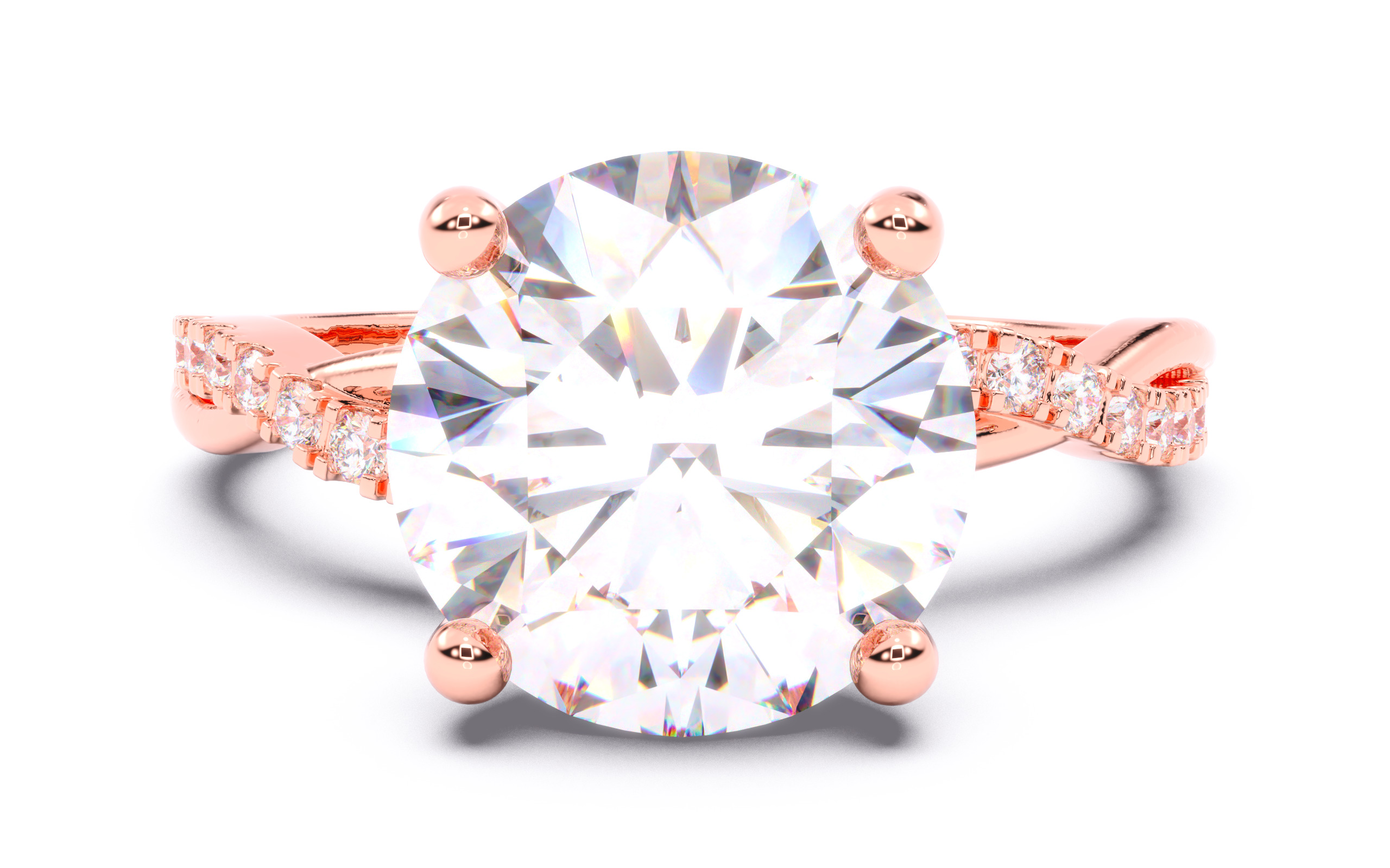 Round Diamond Pave Setting Solitaire Ring  3D print model_11