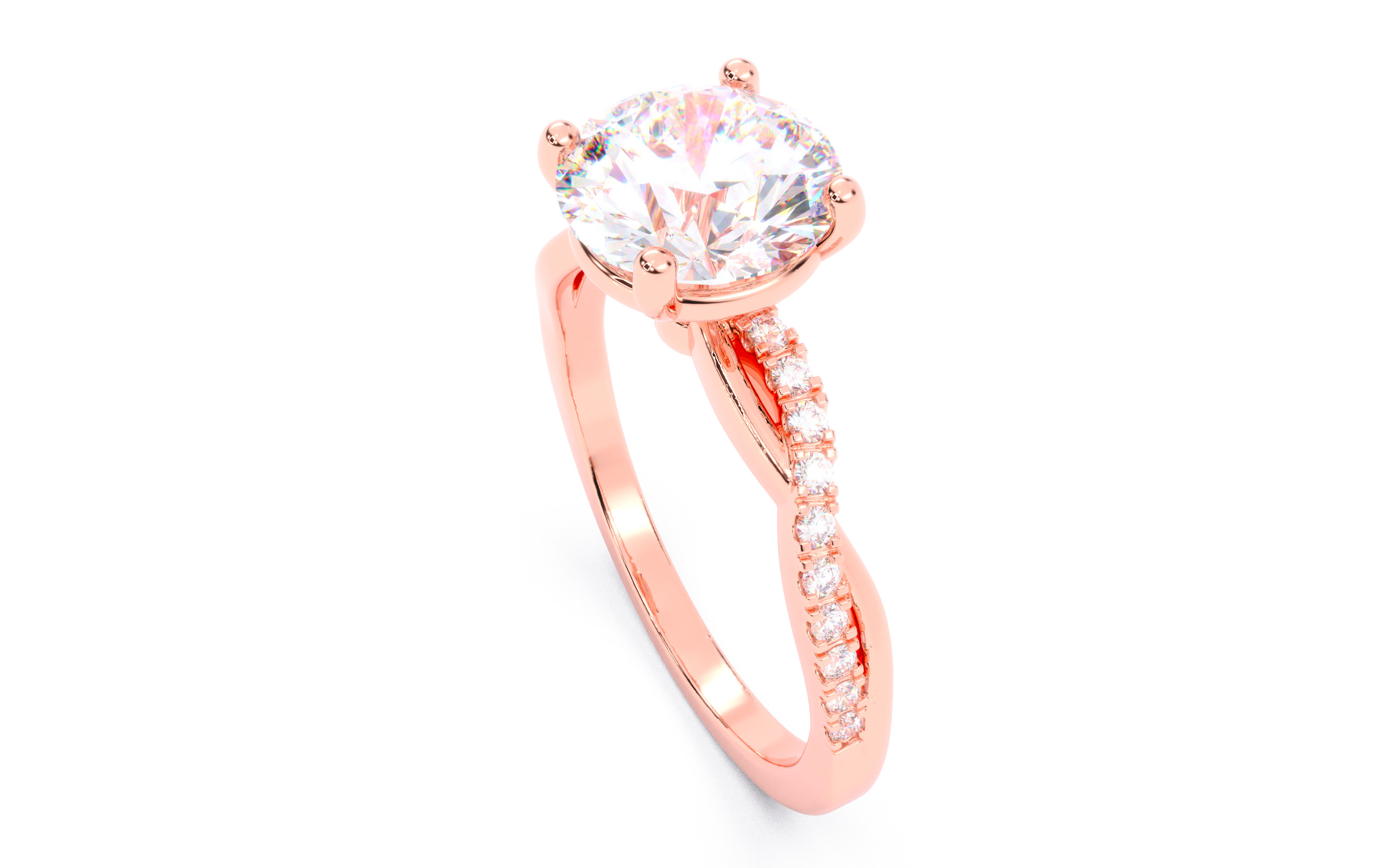 Round Diamond Pave Setting Solitaire Ring  3D print model_17