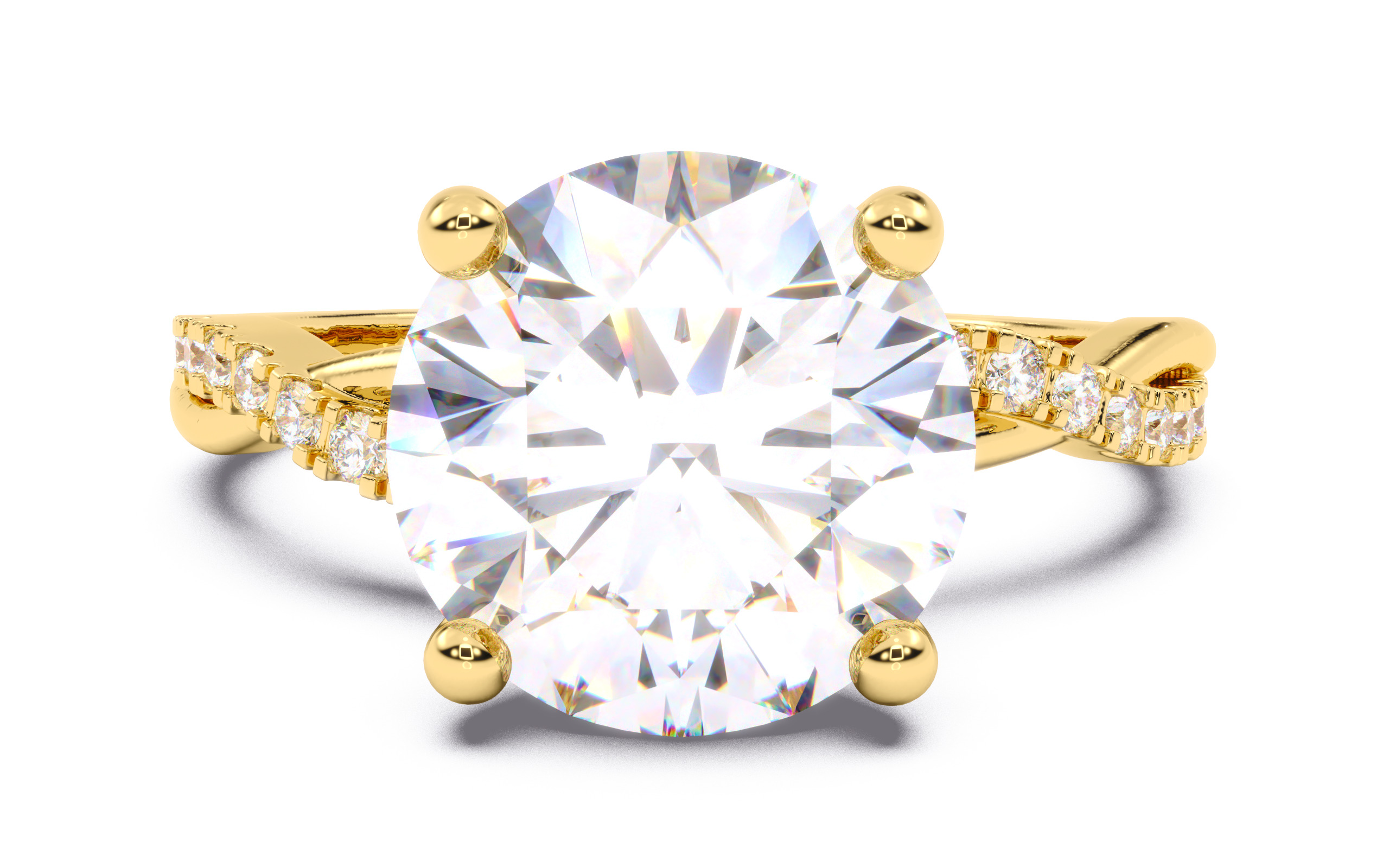 Round Diamond Pave Setting Solitaire Ring  3D print model_7