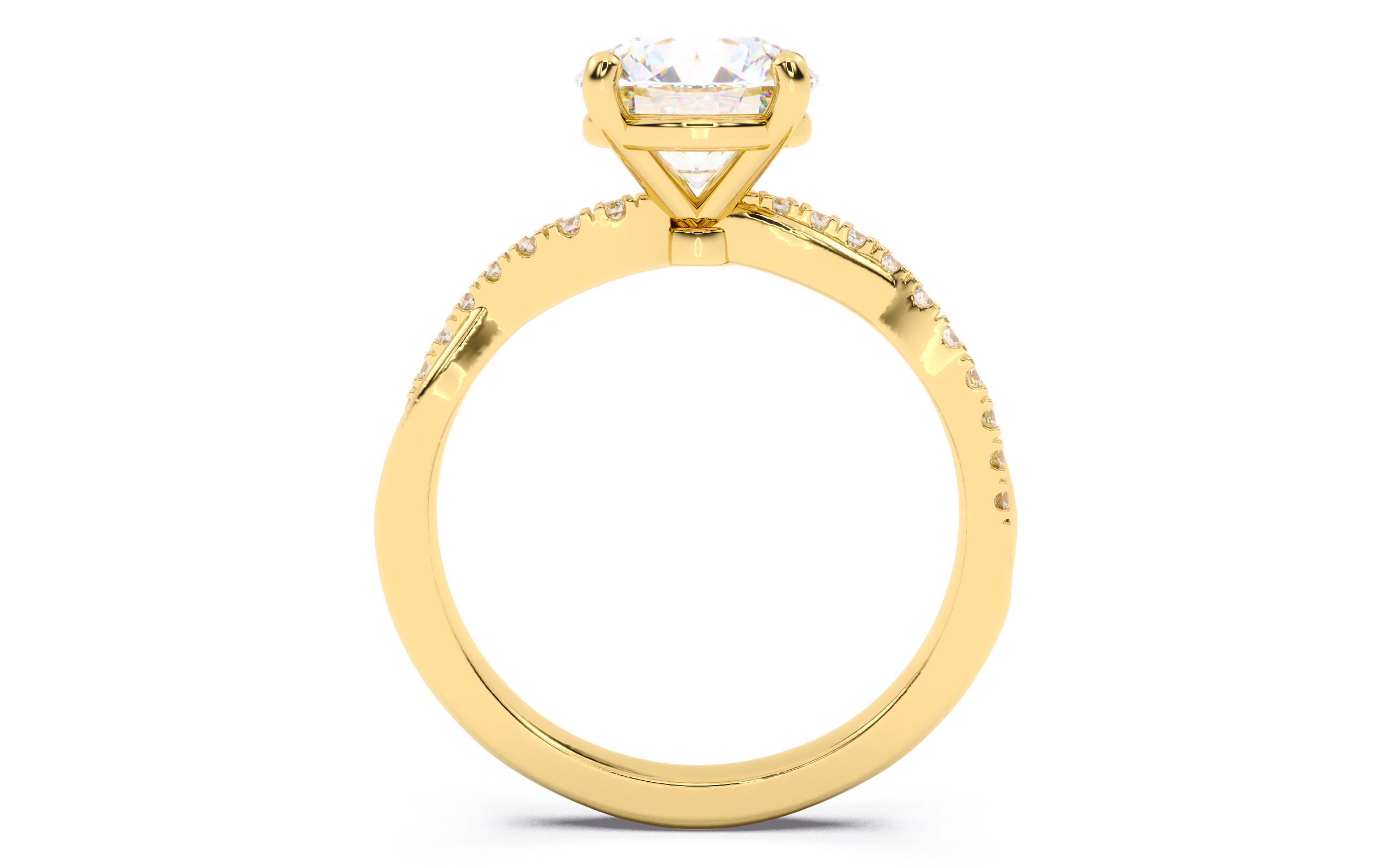 Round Diamond Pave Setting Solitaire Ring  3D print model_5