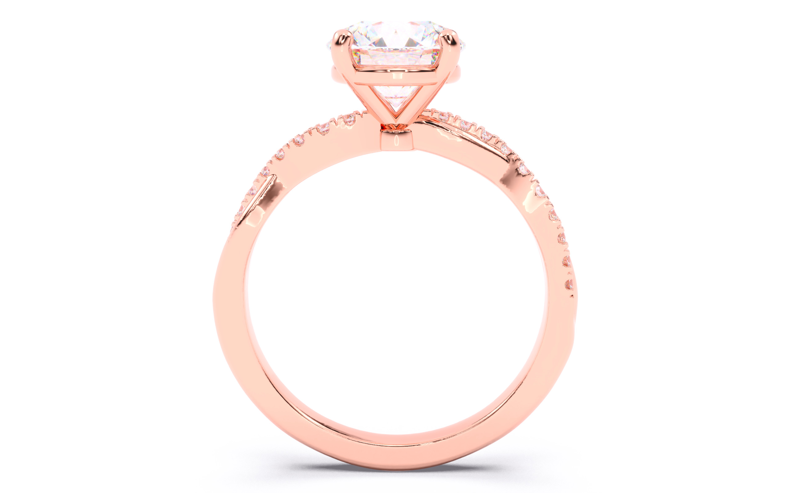Round Diamond Pave Setting Solitaire Ring  3D print model_20