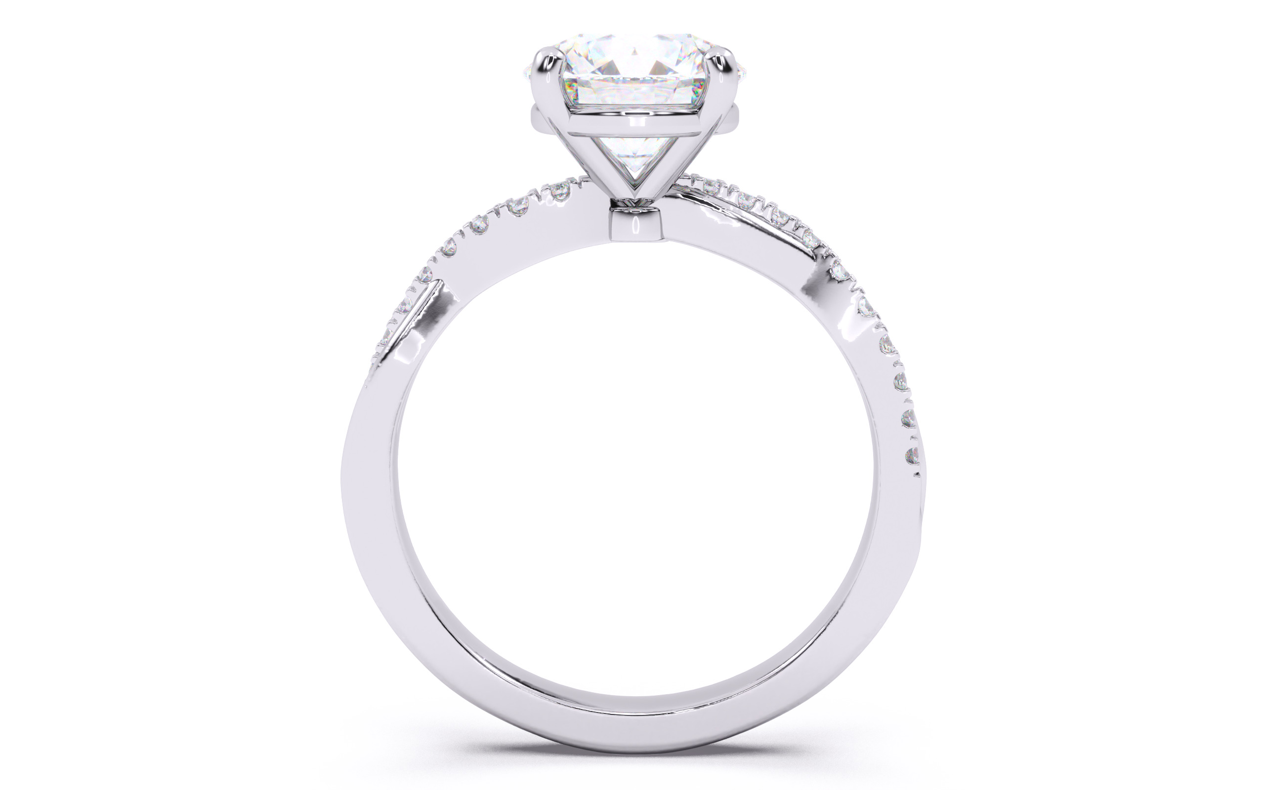 Round Diamond Pave Setting Solitaire Ring  3D print model_4
