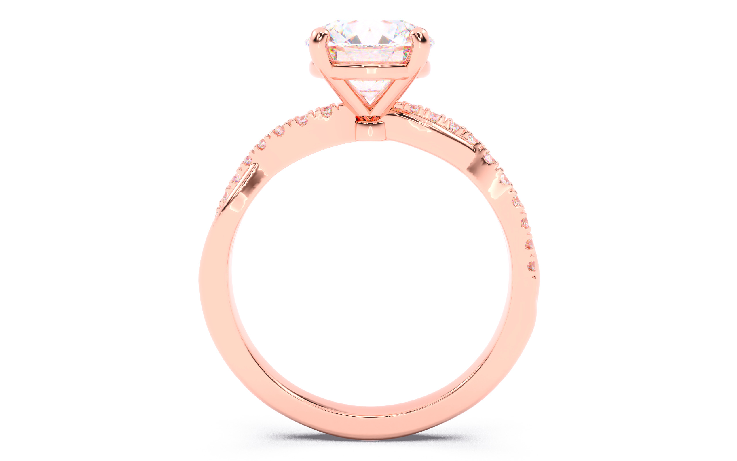 Round Diamond Pave Setting Solitaire Ring  3D print model_19
