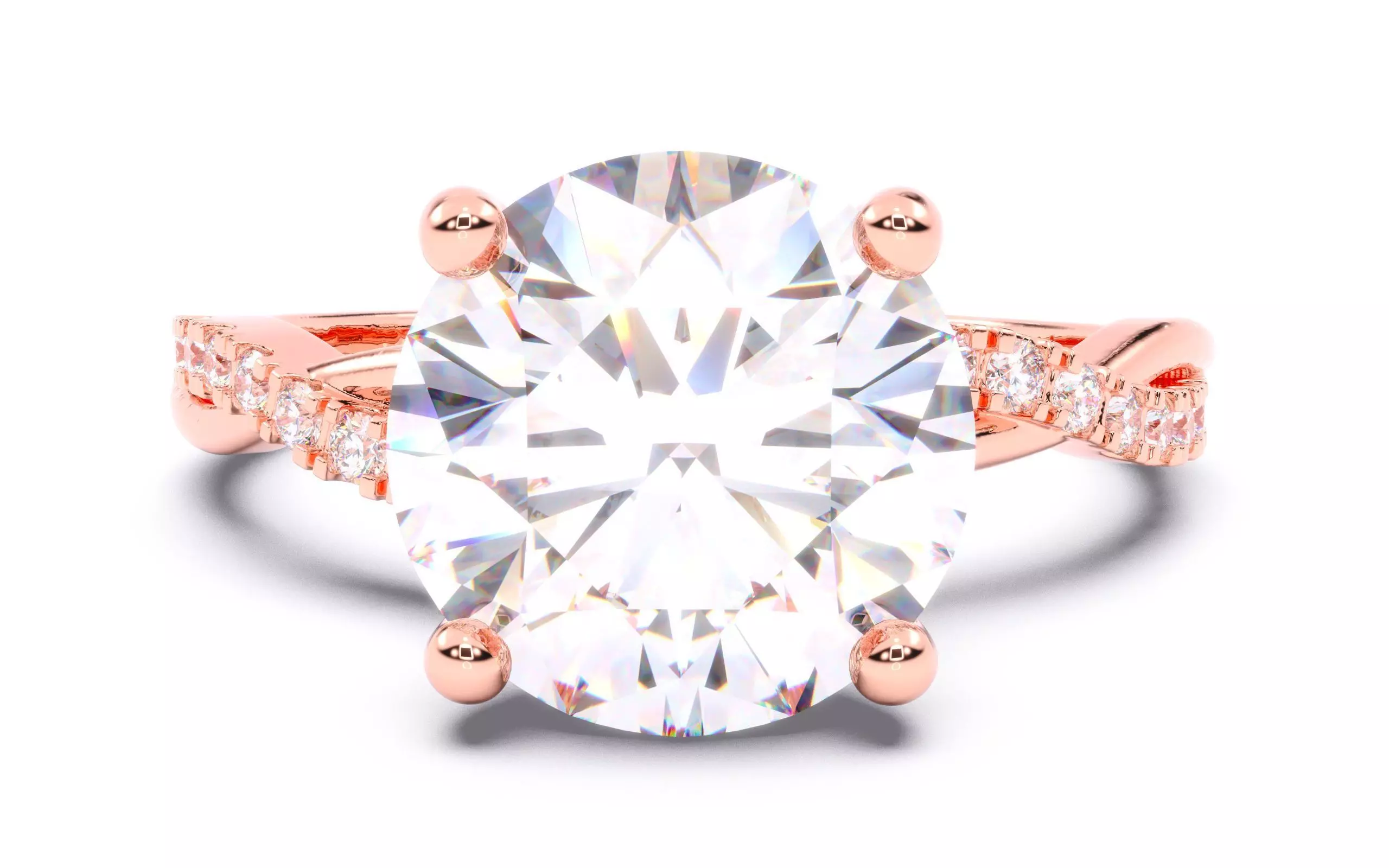 Round Diamond Pave Setting Solitaire Ring  3D print model_0