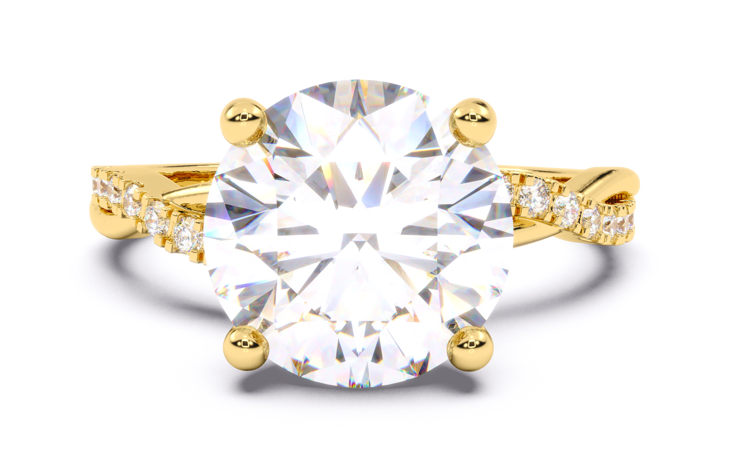 Round Diamond Pave Setting Solitaire Ring  3D print model_8