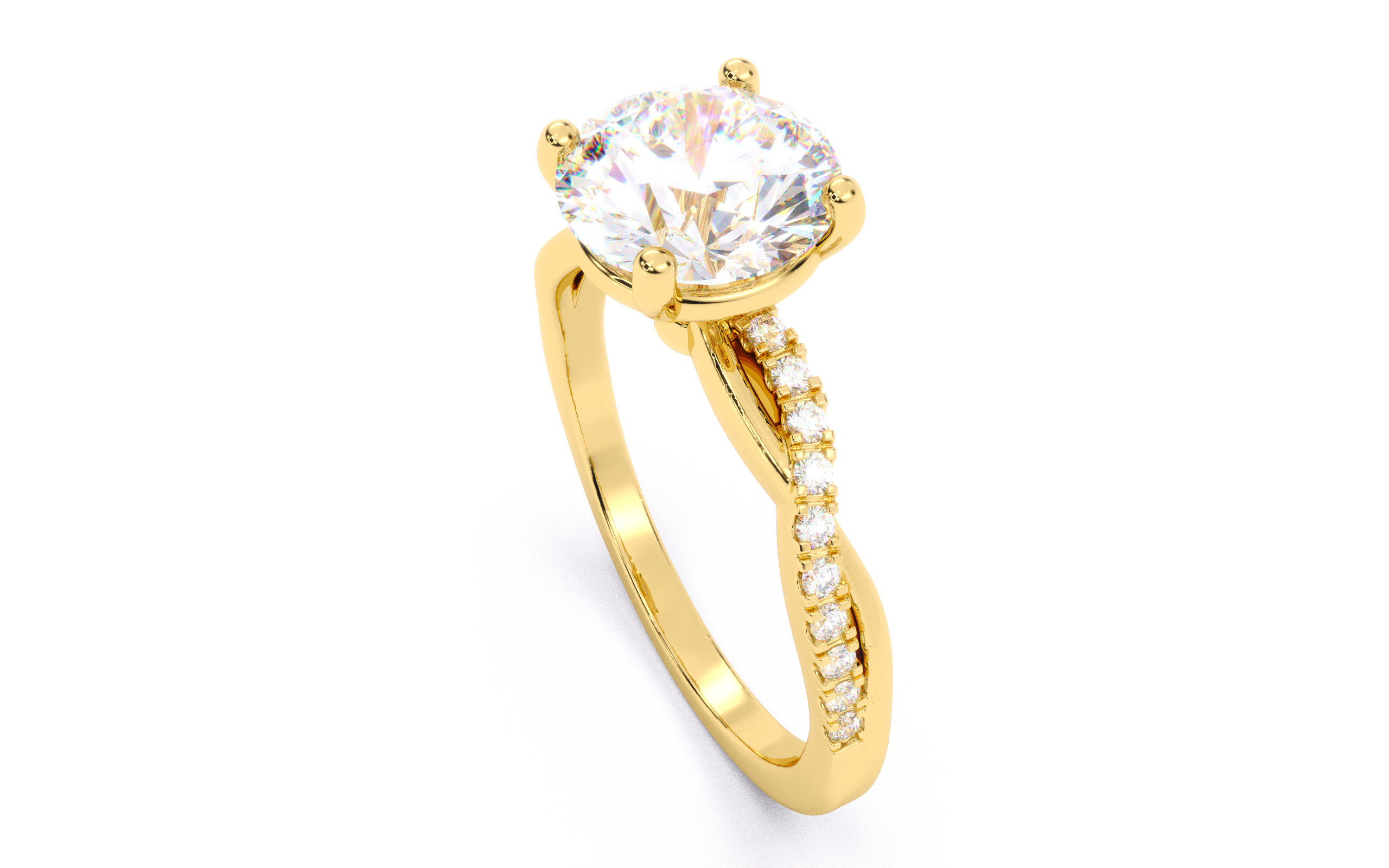 Round Diamond Pave Setting Solitaire Ring  3D print model_14