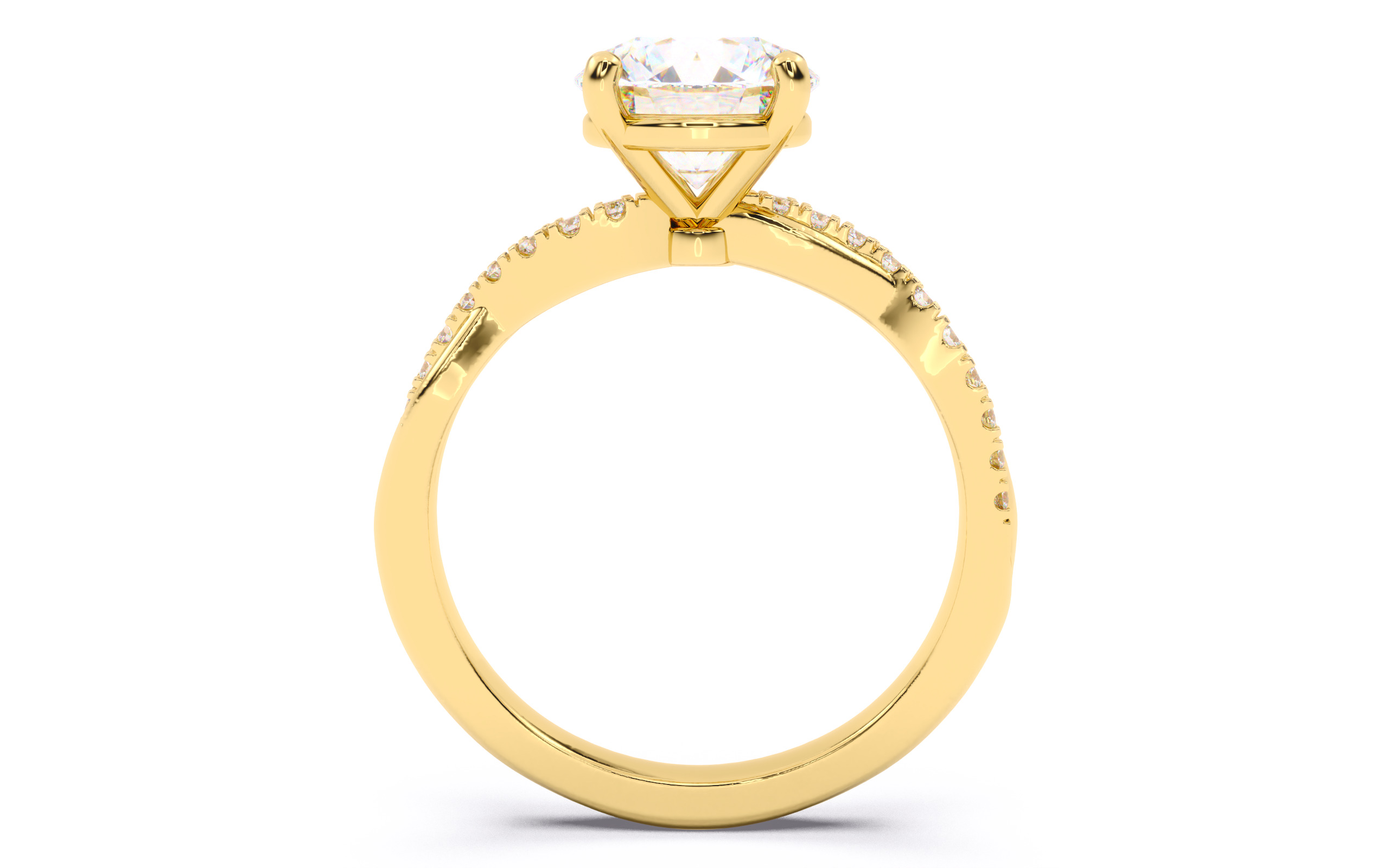 Round Diamond Pave Setting Solitaire Ring  3D print model_6