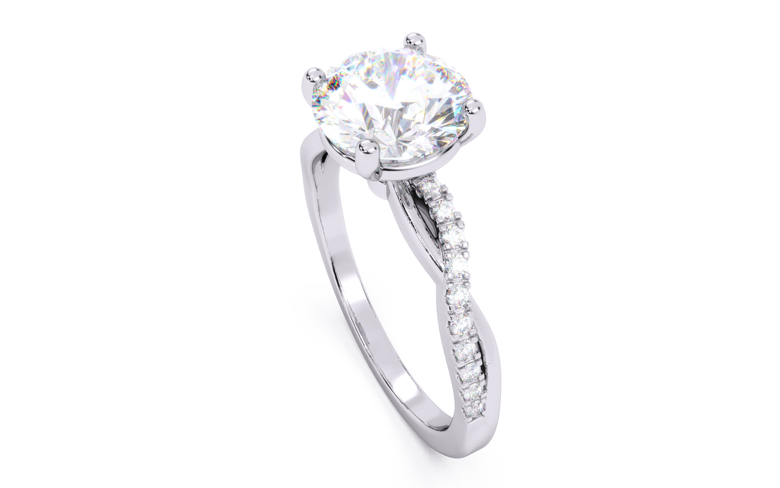 Round Diamond Pave Setting Solitaire Ring  3D print model_15