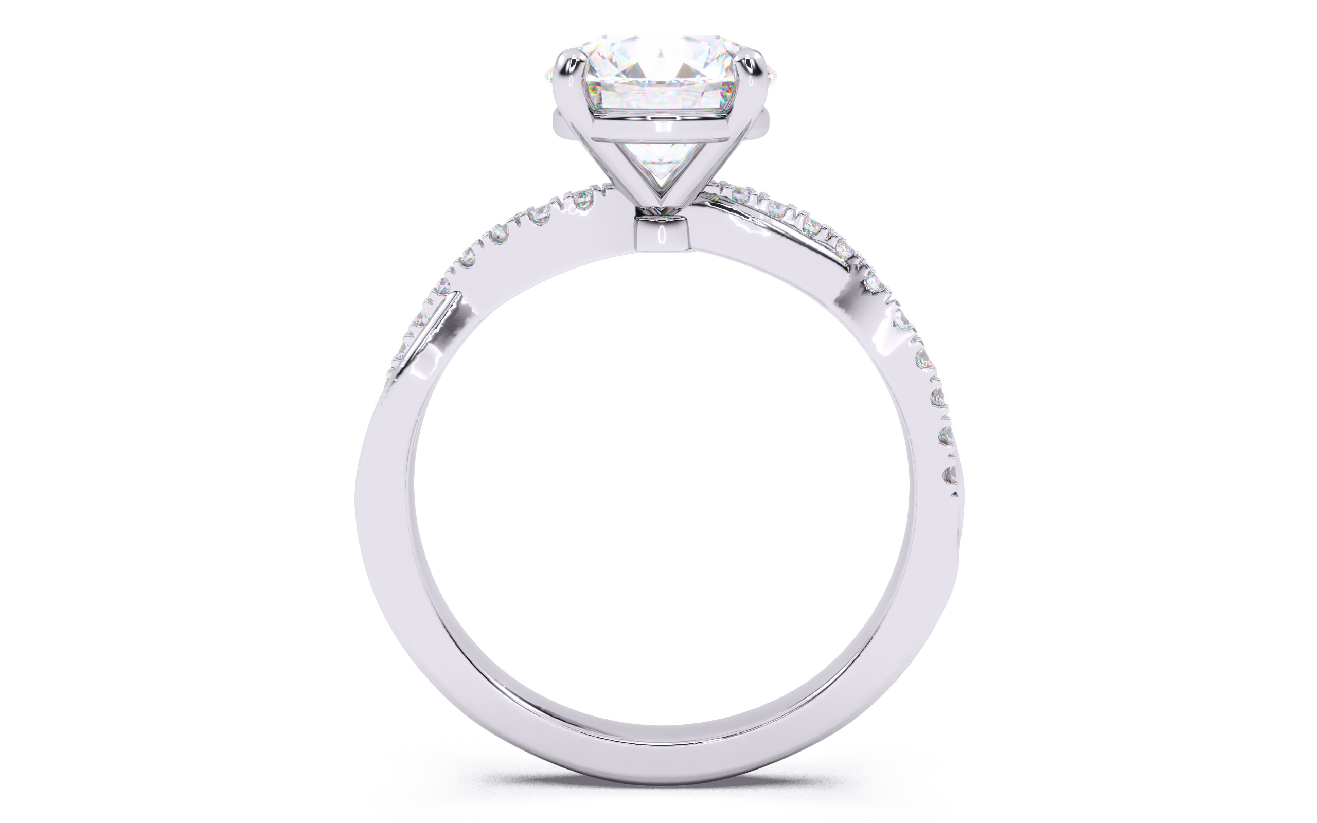 Round Diamond Pave Setting Solitaire Ring  3D print model_3