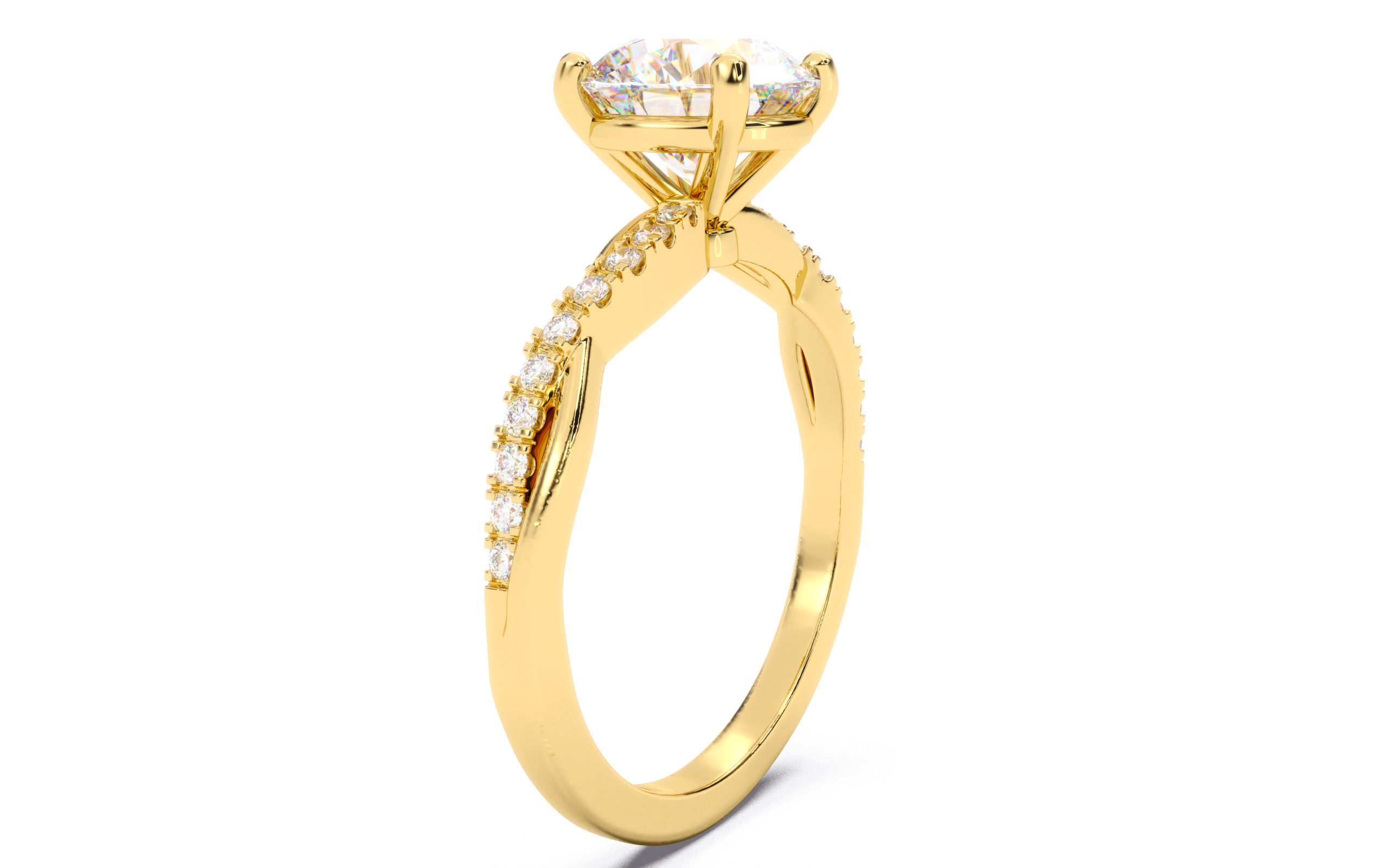 Round Diamond Pave Setting Solitaire Ring  3D print model_2