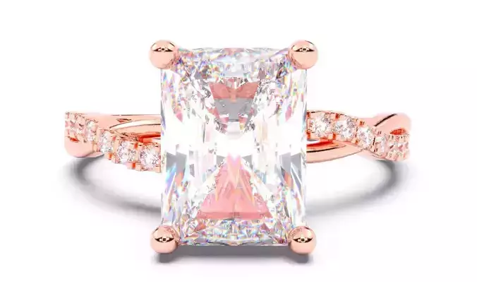 Radiant Diamond Pave Setting Solitaire Ring  3D print model