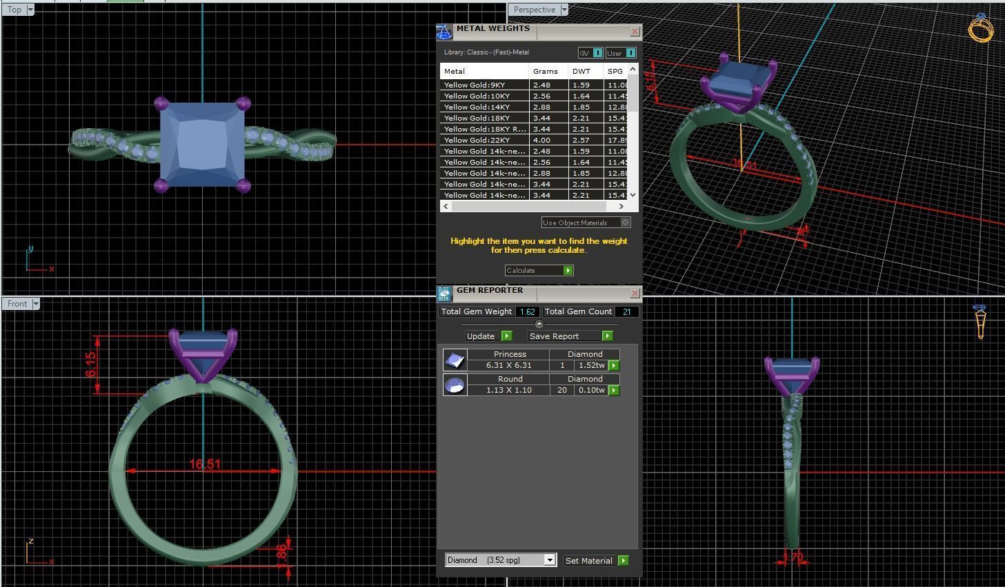 Princess Diamond Pave Setting Solitaire Ring  3D print model_1