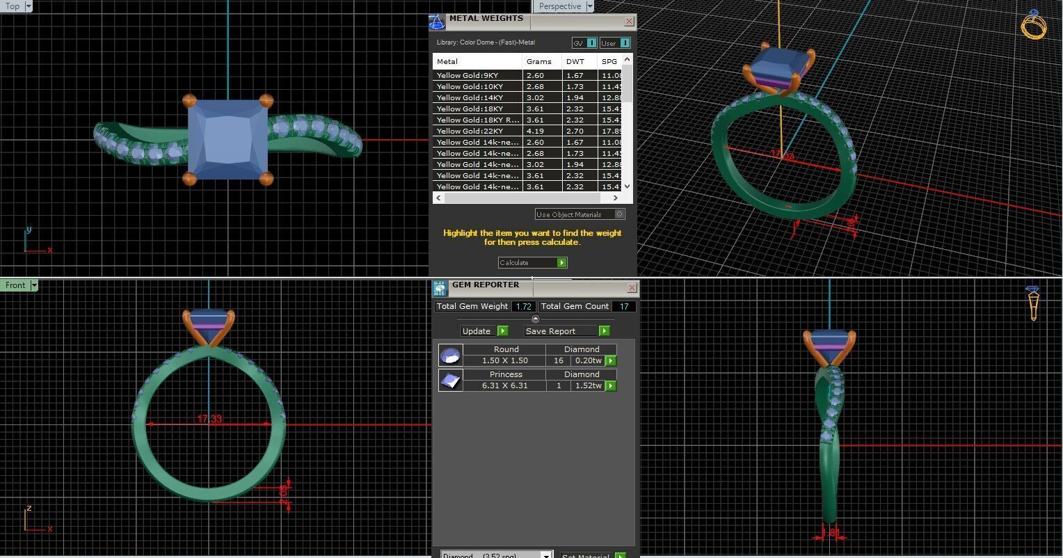 Princess Diamond Pave Setting Solitaire Ring  3D print model_25