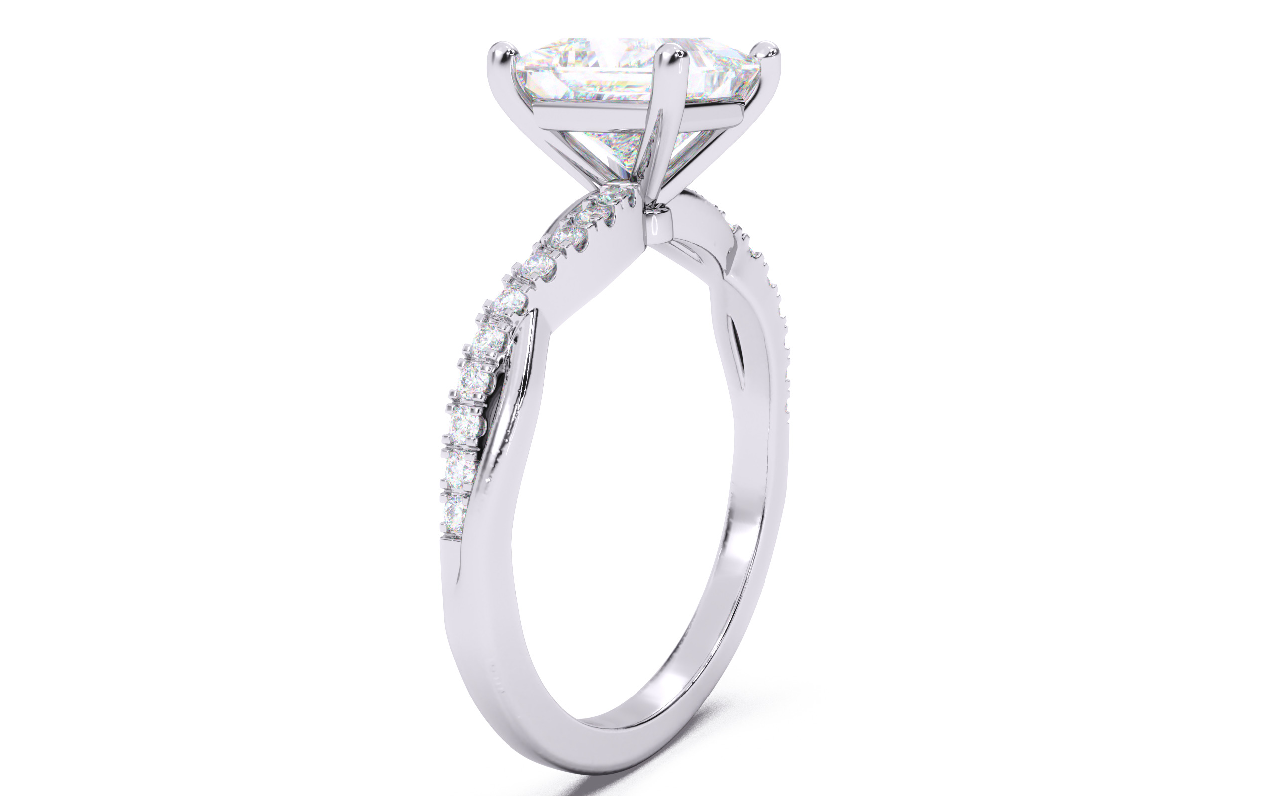 Princess Diamond Pave Setting Solitaire Ring  3D print model_13