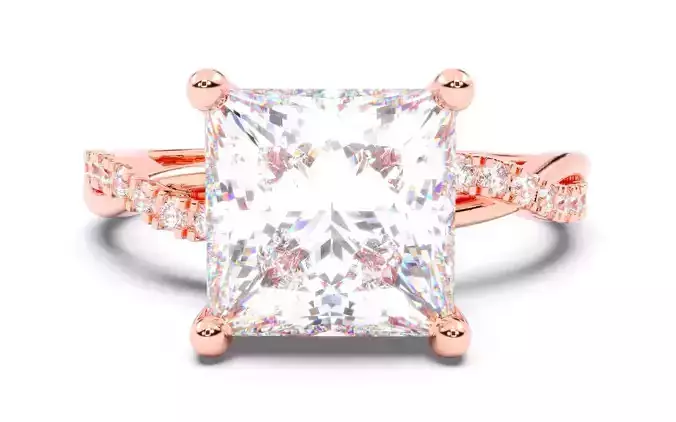 Princess Diamond Pave Setting Solitaire Ring  3D print model