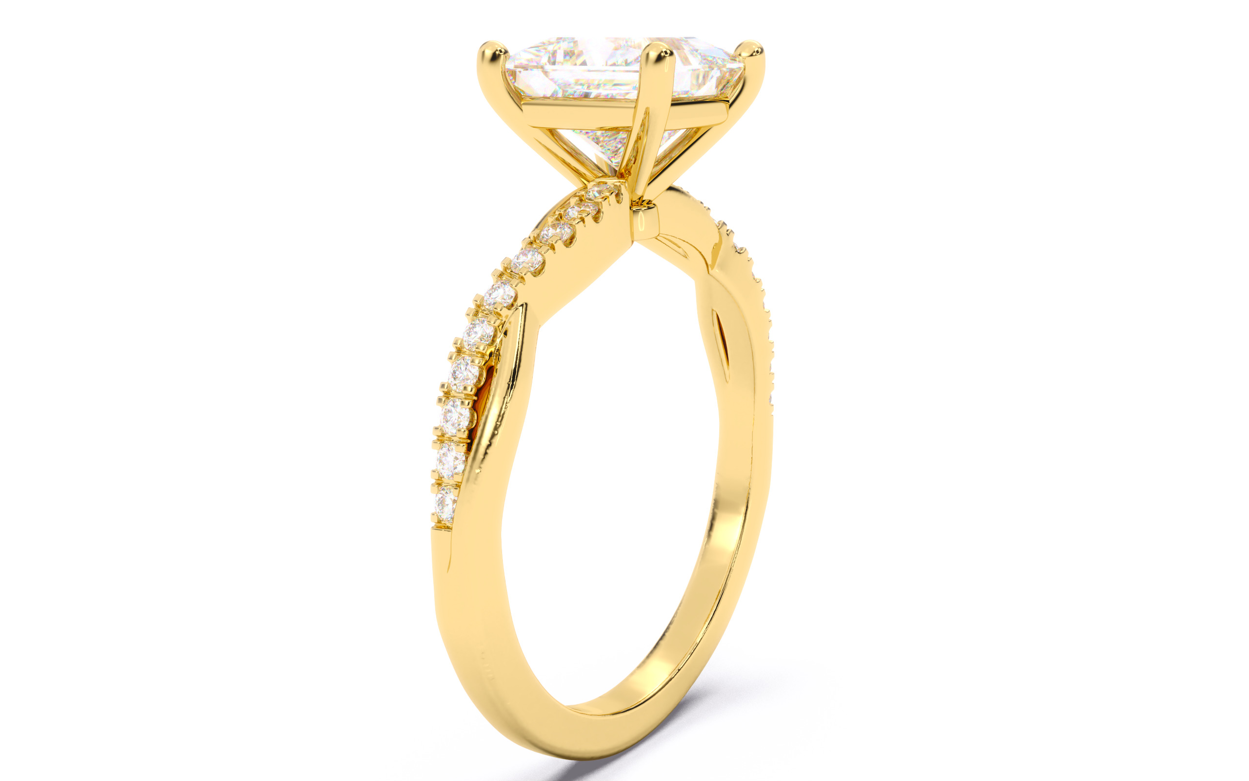 Princess Diamond Pave Setting Solitaire Ring  3D print model_20