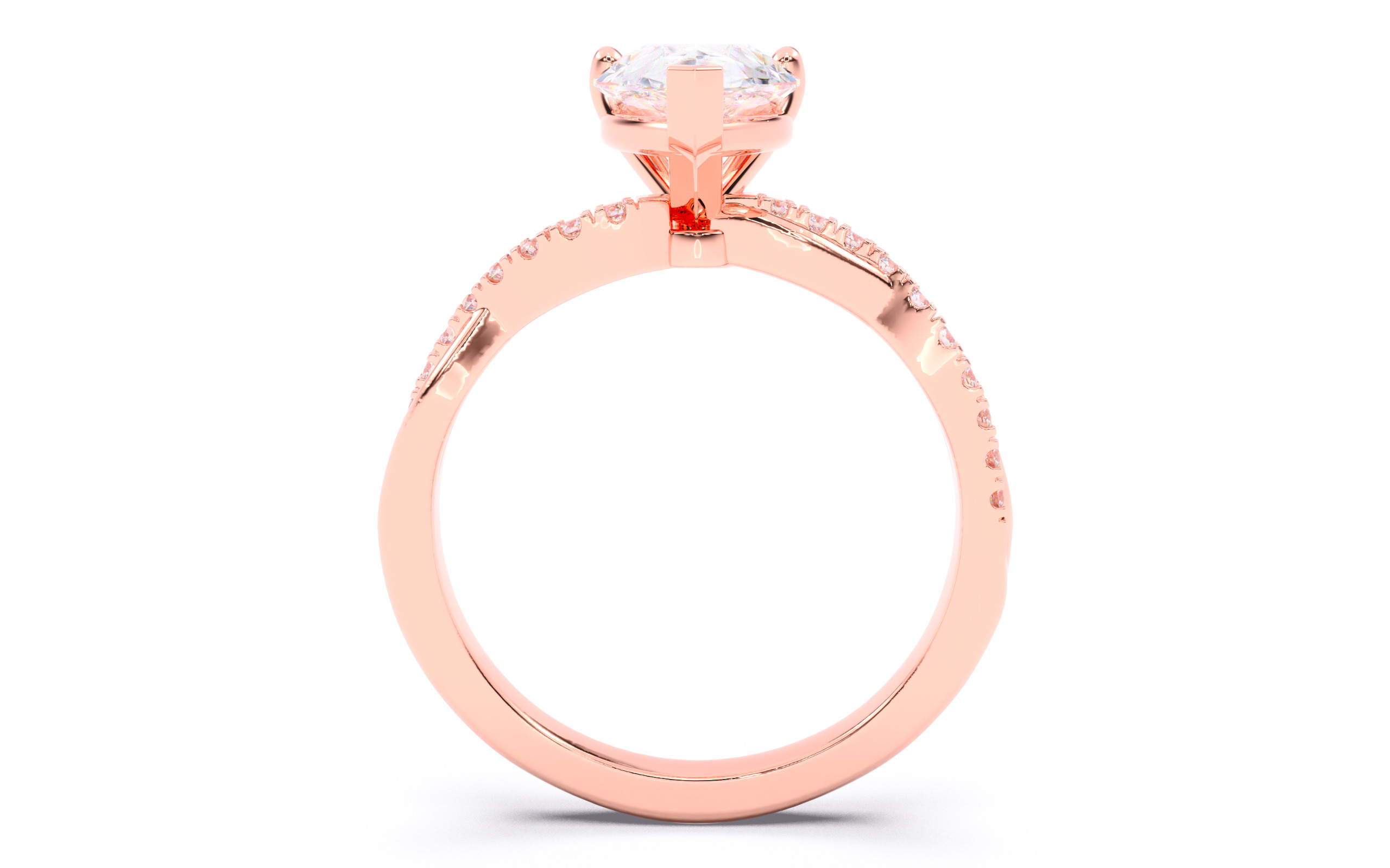 Pear Diamond Pave Setting Solitaire Ring 3D print model_6