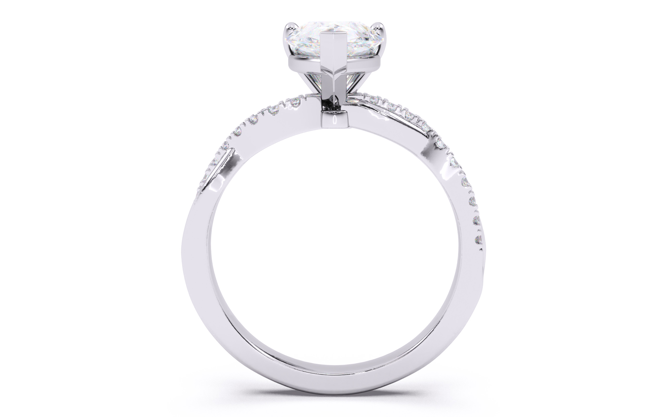 Pear Diamond Pave Setting Solitaire Ring 3D print model_8