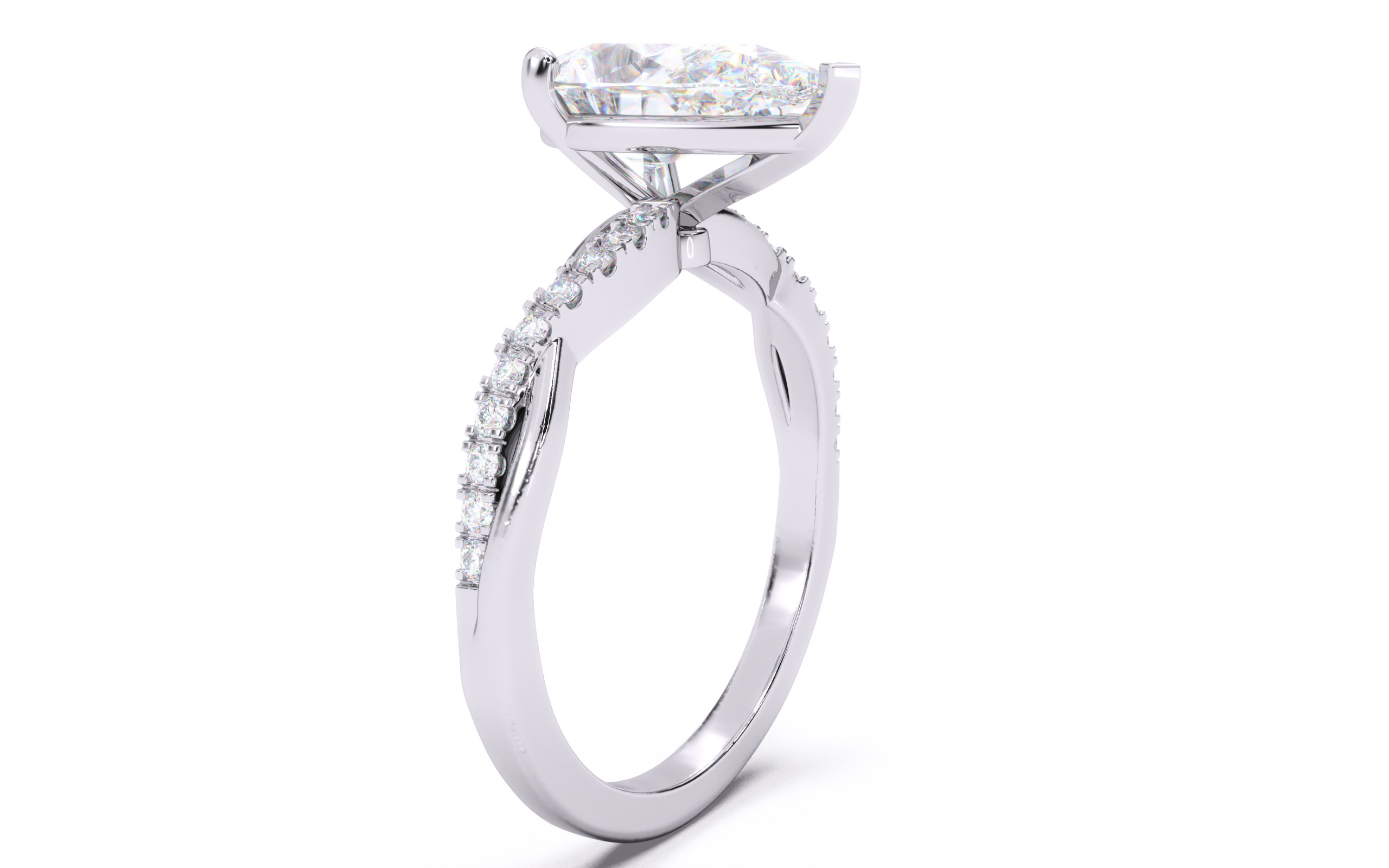 Pear Diamond Pave Setting Solitaire Ring 3D print model_18