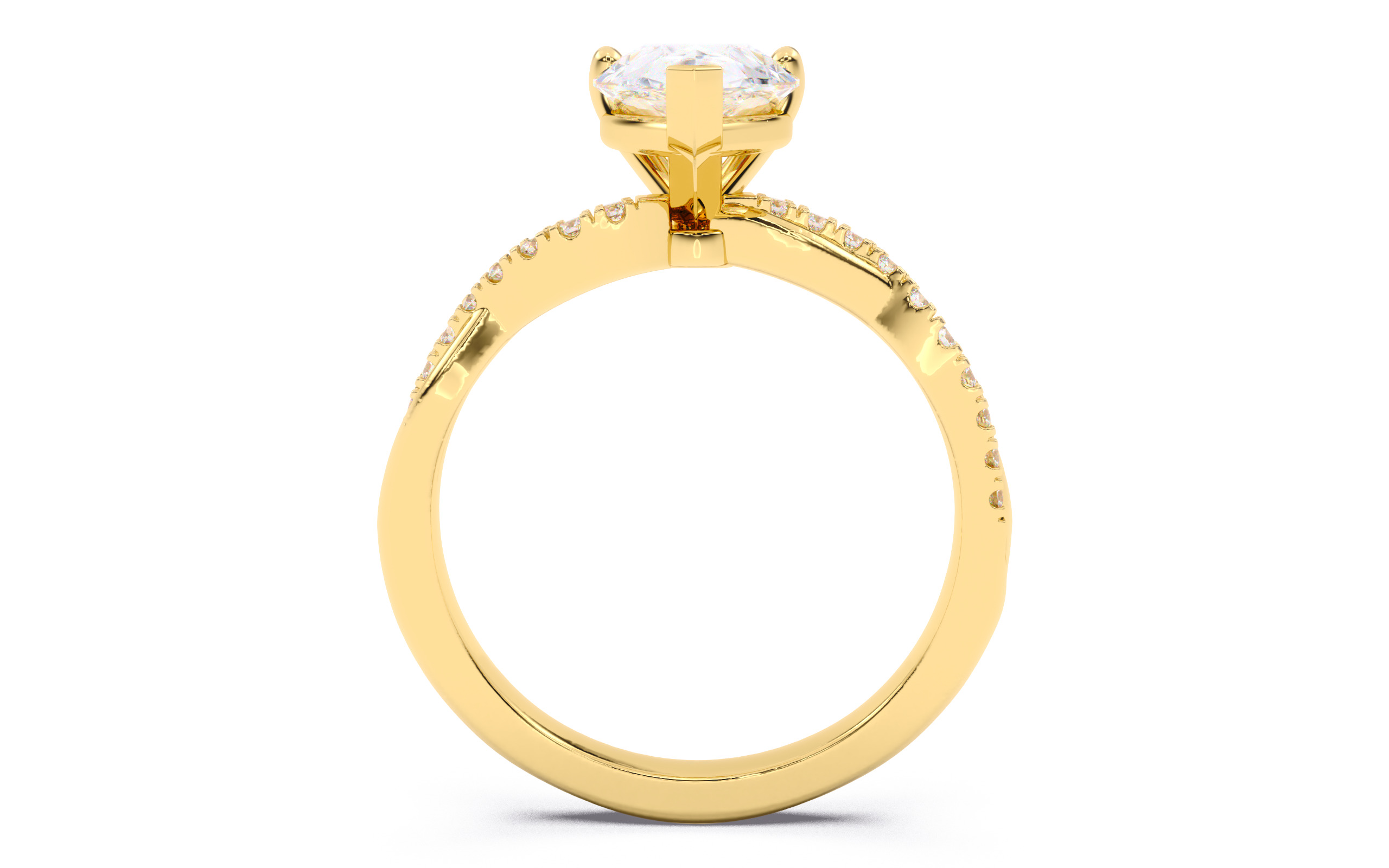 Pear Diamond Pave Setting Solitaire Ring 3D print model_9