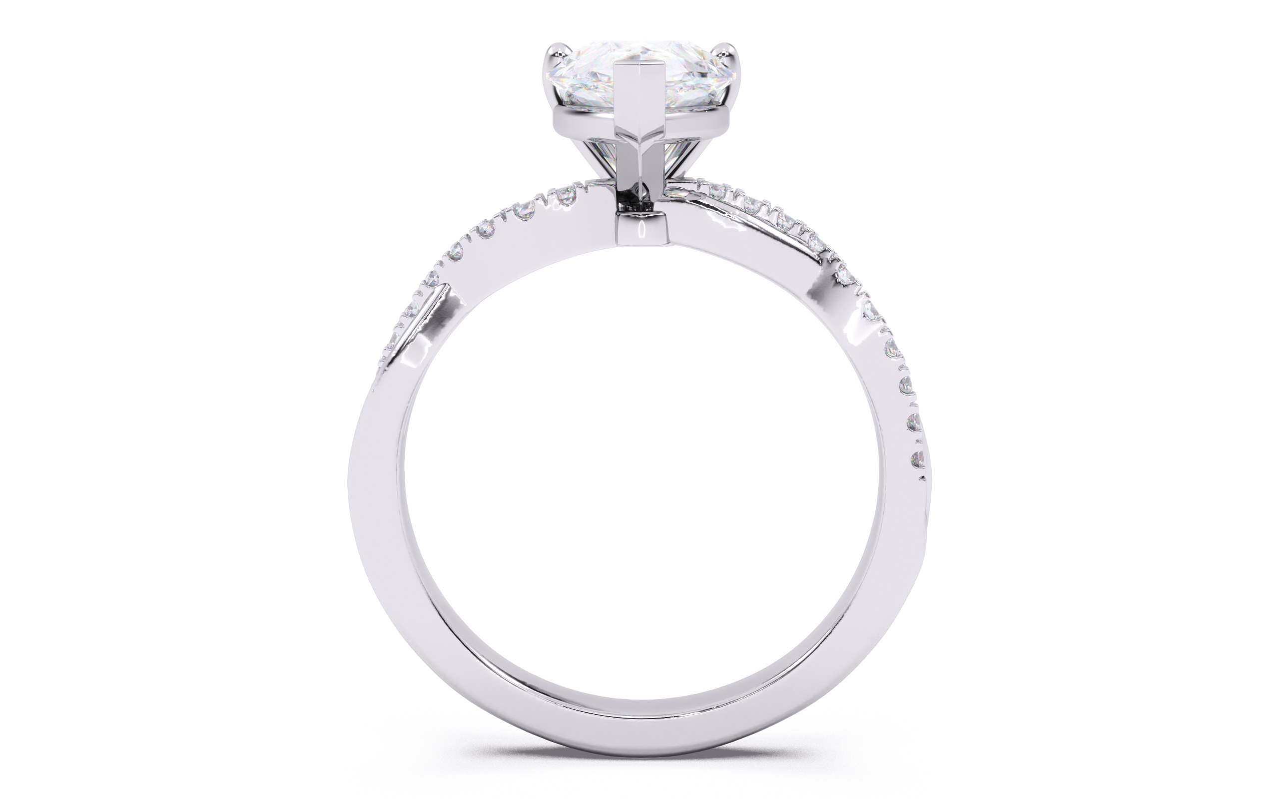 Pear Diamond Pave Setting Solitaire Ring 3D print model_7