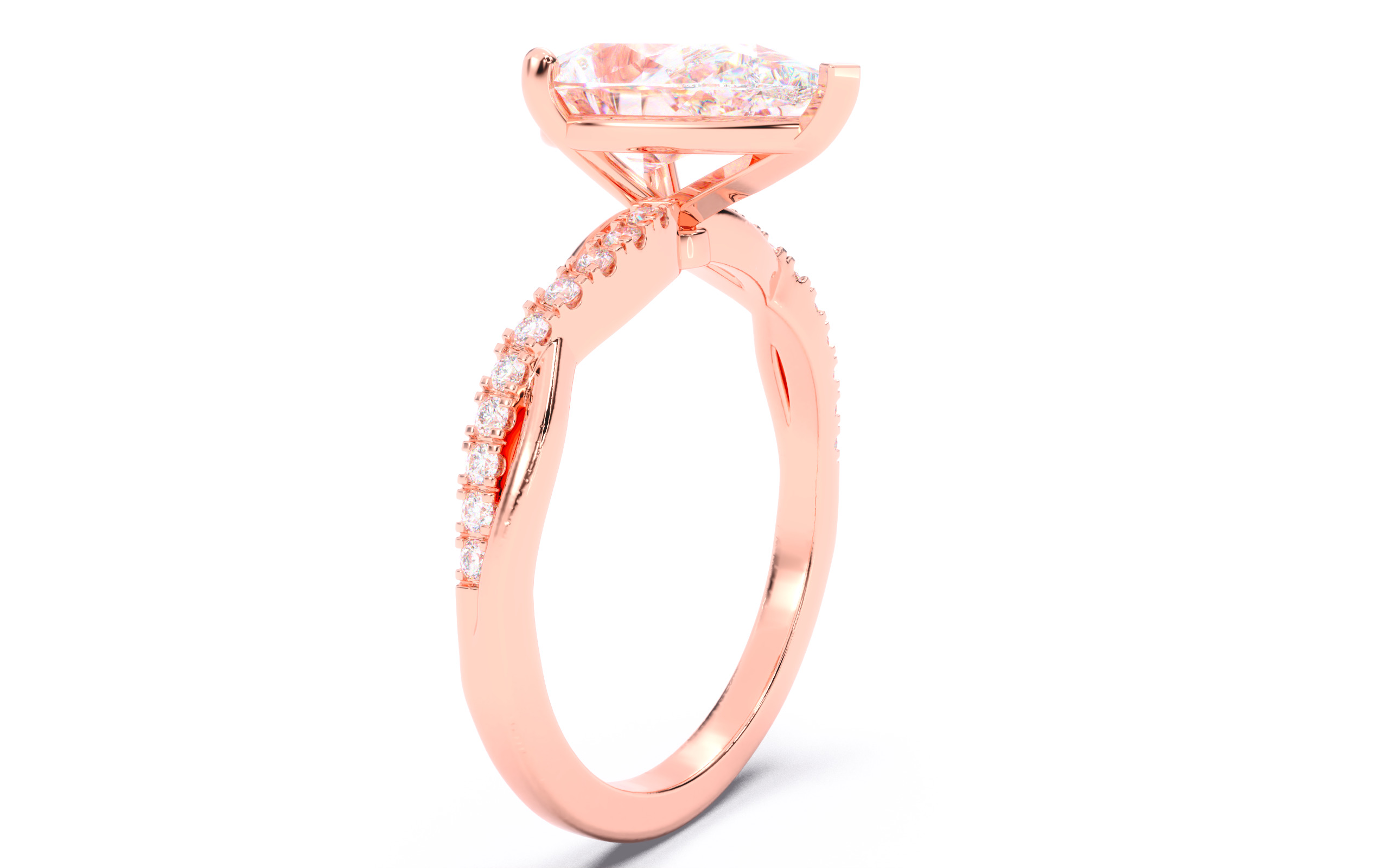 Pear Diamond Pave Setting Solitaire Ring 3D print model_17