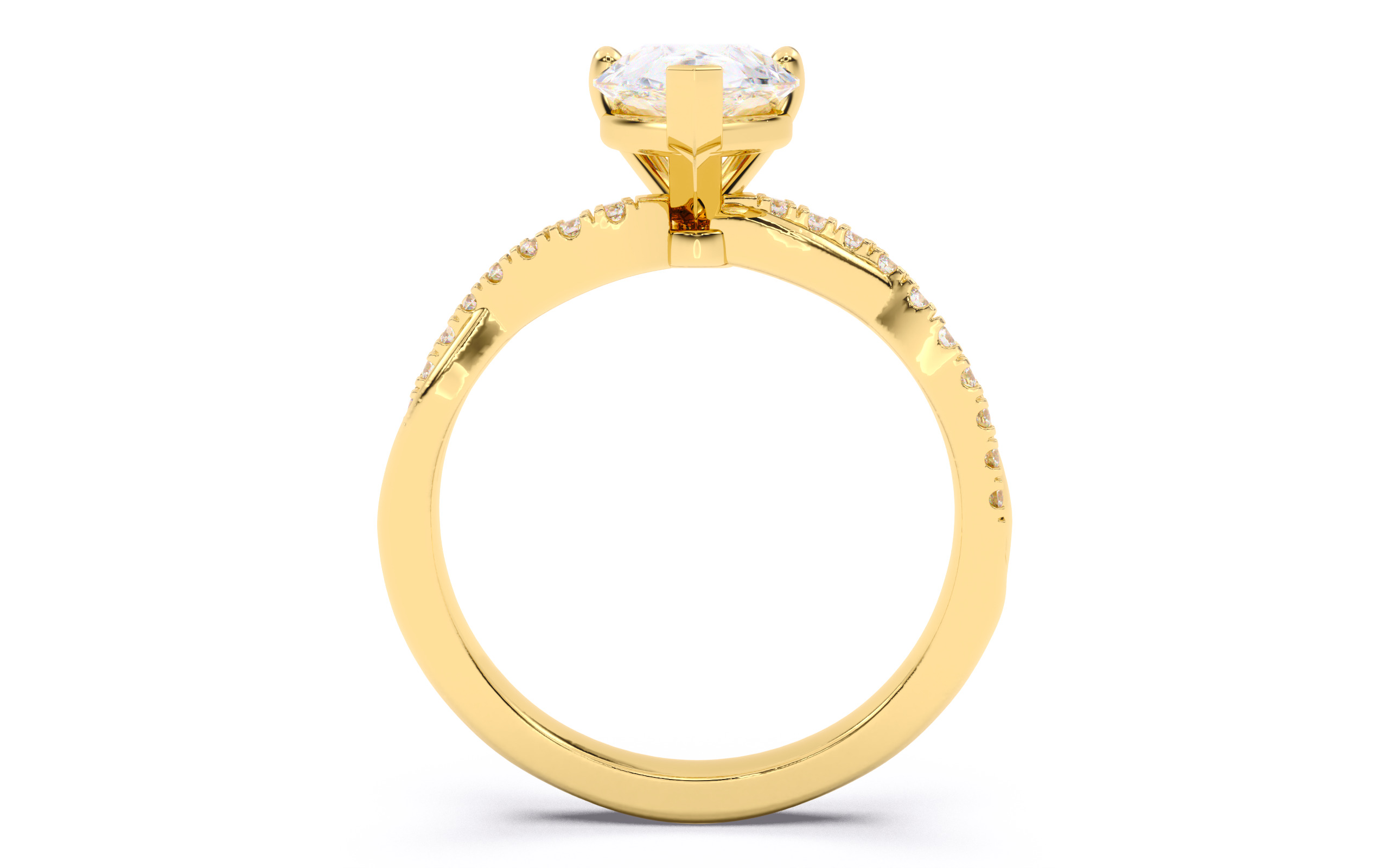 Pear Diamond Pave Setting Solitaire Ring 3D print model_10