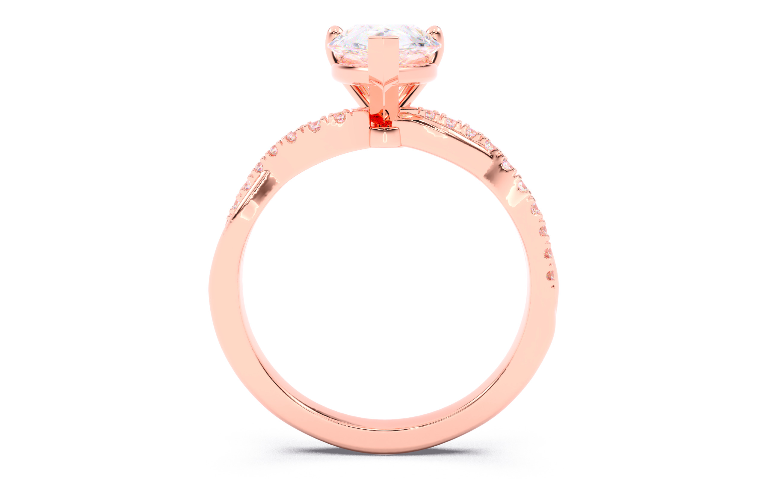 Pear Diamond Pave Setting Solitaire Ring 3D print model_5