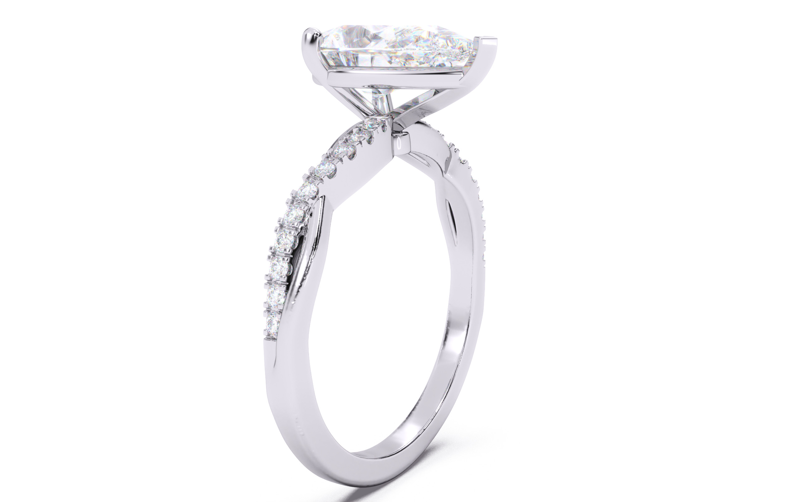 Pear Diamond Pave Setting Solitaire Ring 3D print model_13