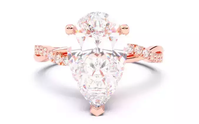 Pear Diamond Pave Setting Solitaire Ring  3D print model