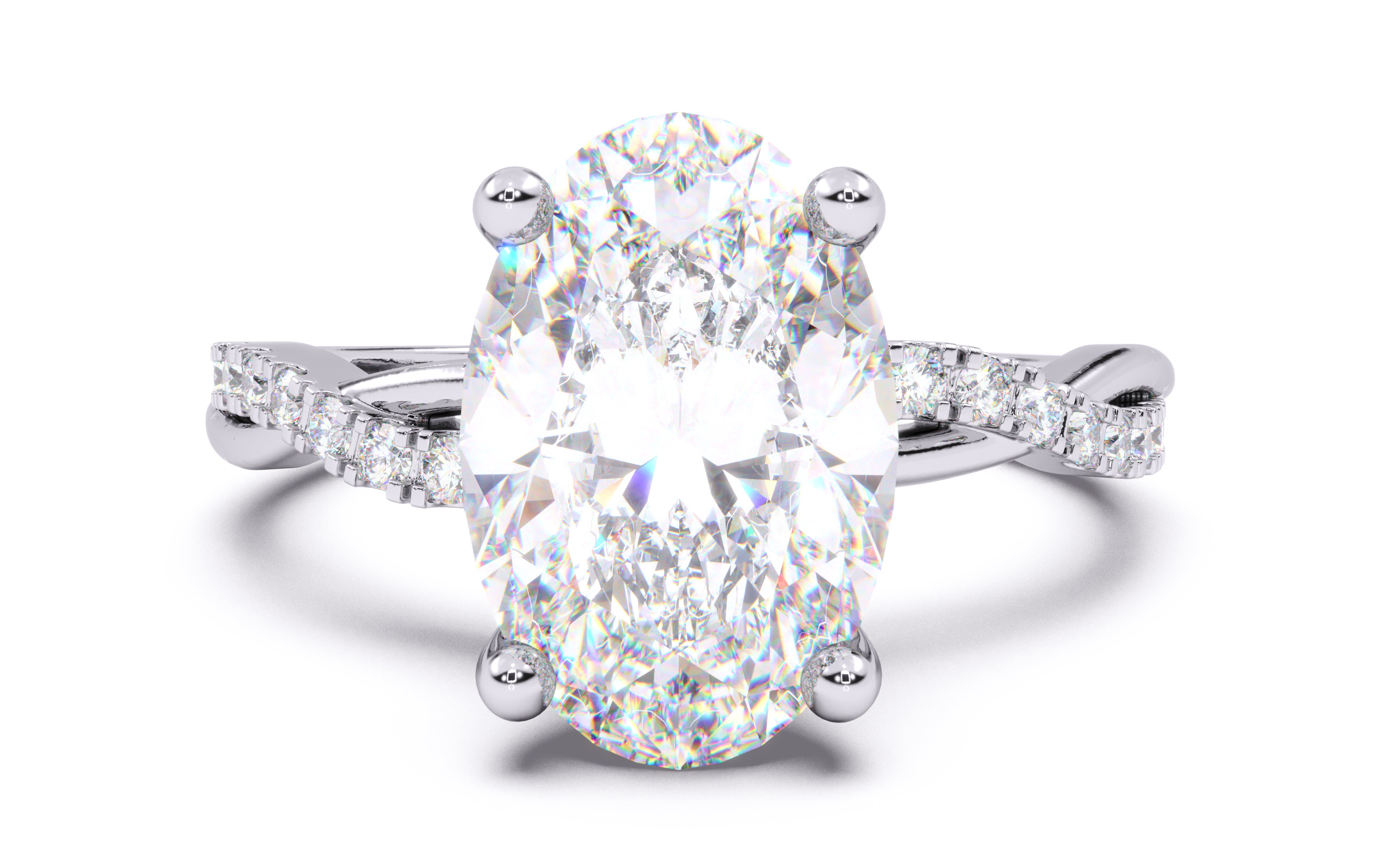 Oval Diamond Pave Setting Solitaire Ring  3D print model_15