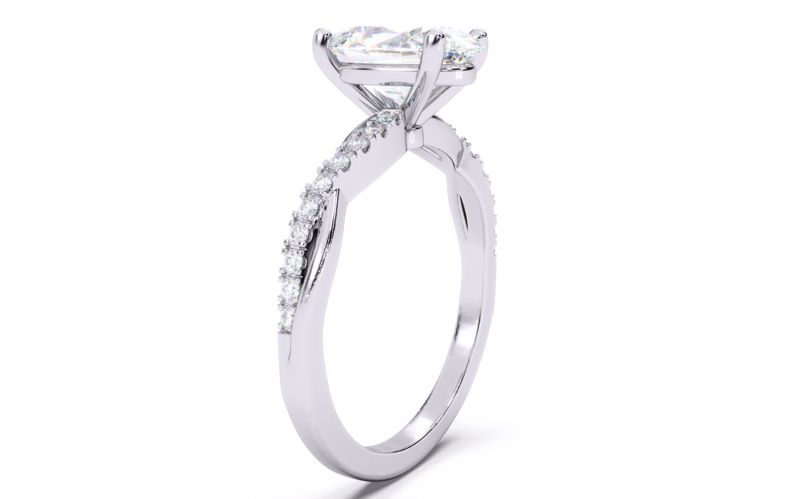 Oval Diamond Pave Setting Solitaire Ring  3D print model_18