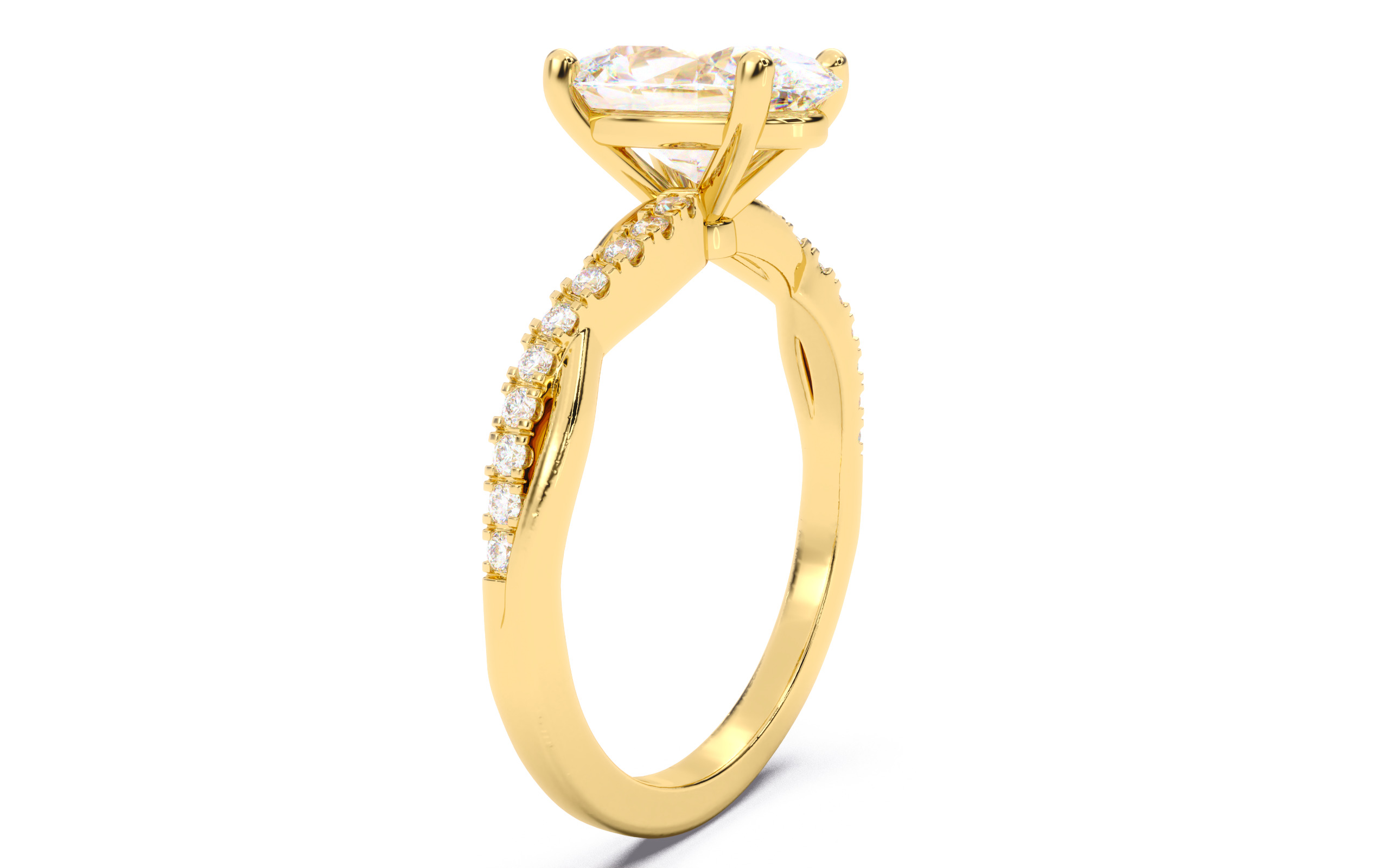 Oval Diamond Pave Setting Solitaire Ring  3D print model_19