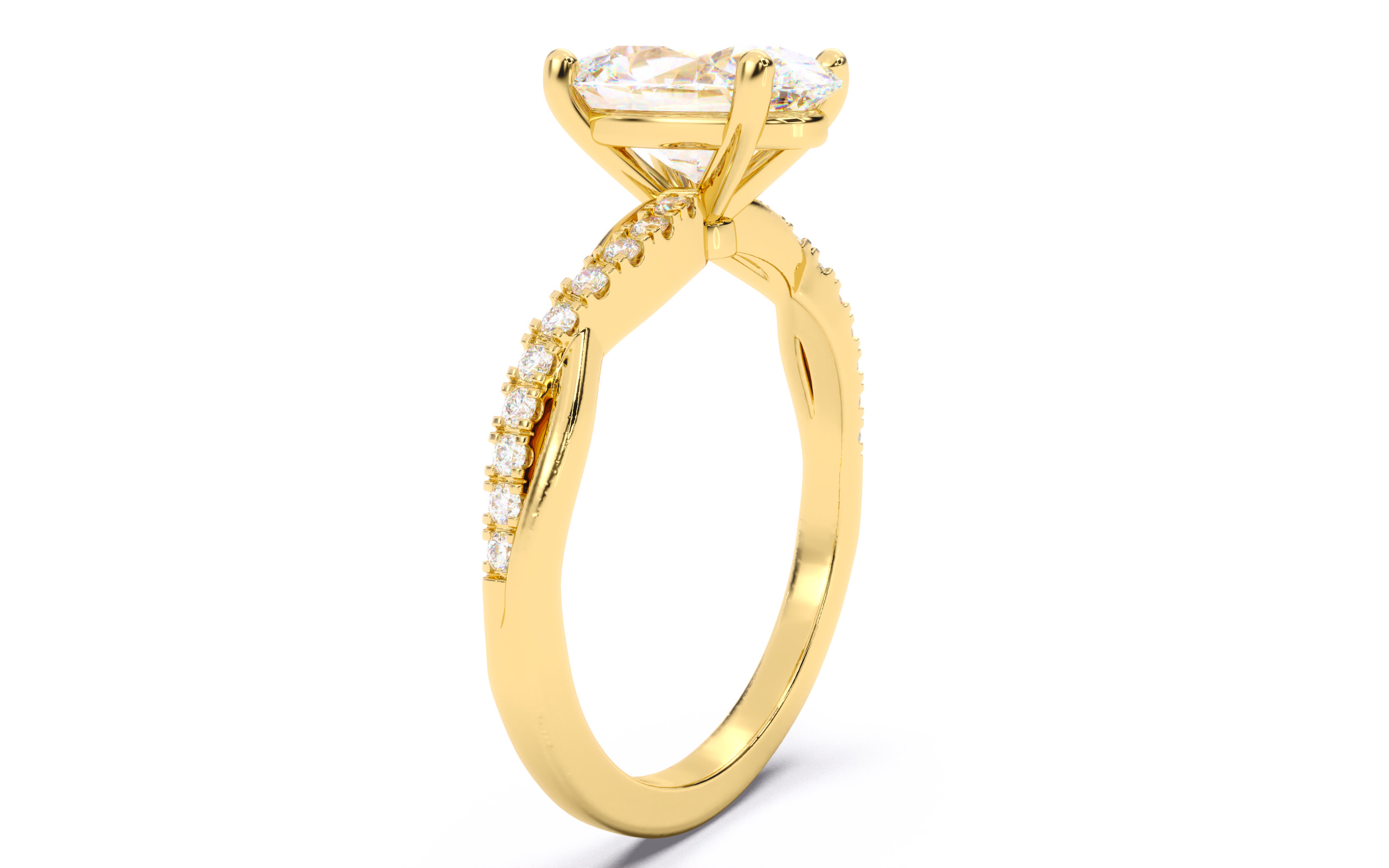 Oval Diamond Pave Setting Solitaire Ring  3D print model_20
