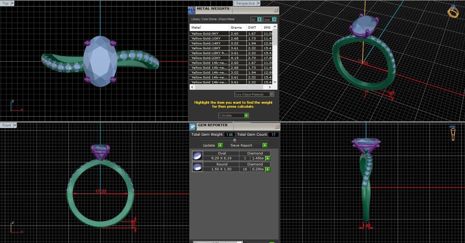 Oval Diamond Pave Setting Solitaire Ring  3D print model_25