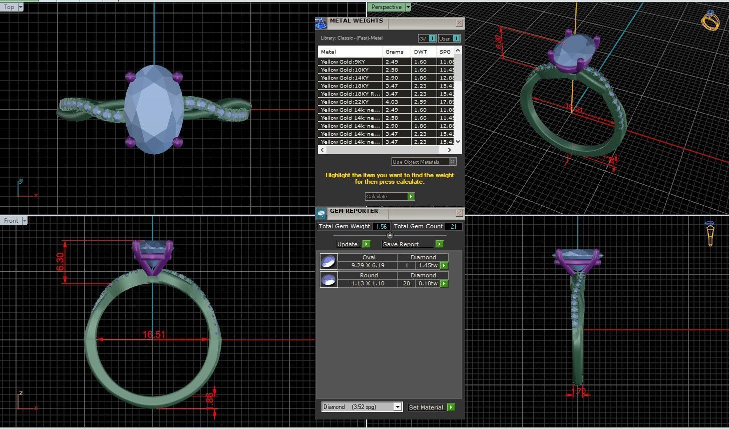 Oval Diamond Pave Setting Solitaire Ring  3D print model_1