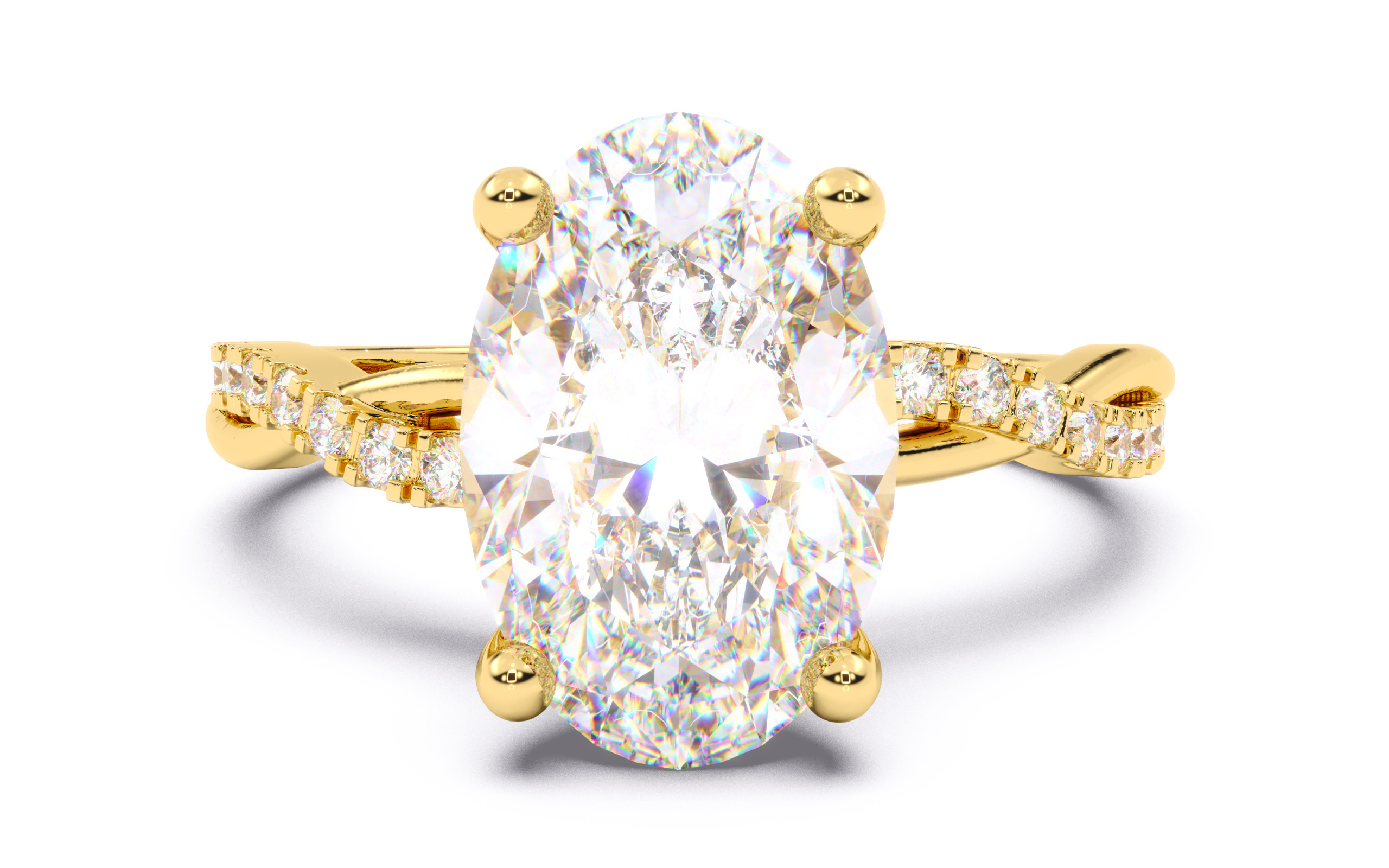 Oval Diamond Pave Setting Solitaire Ring  3D print model_12