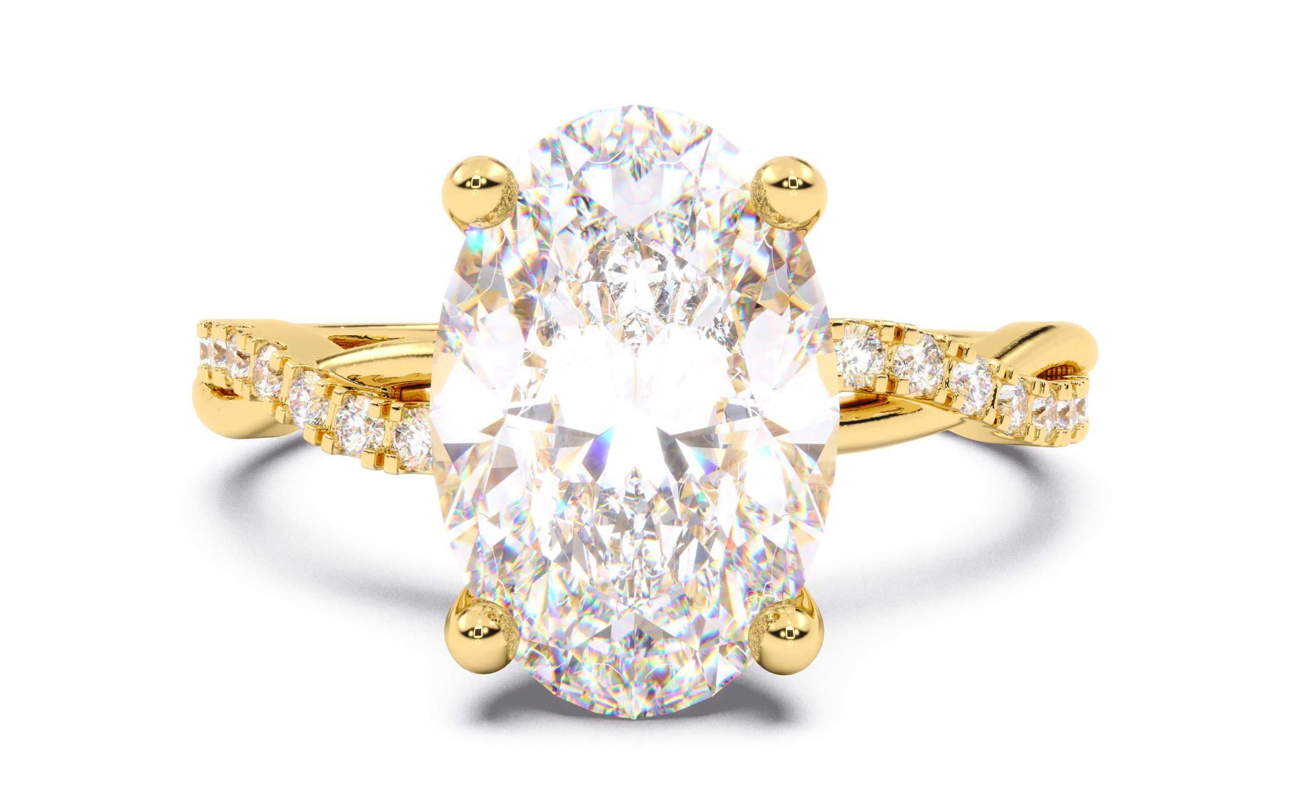 Oval Diamond Pave Setting Solitaire Ring  3D print model_11