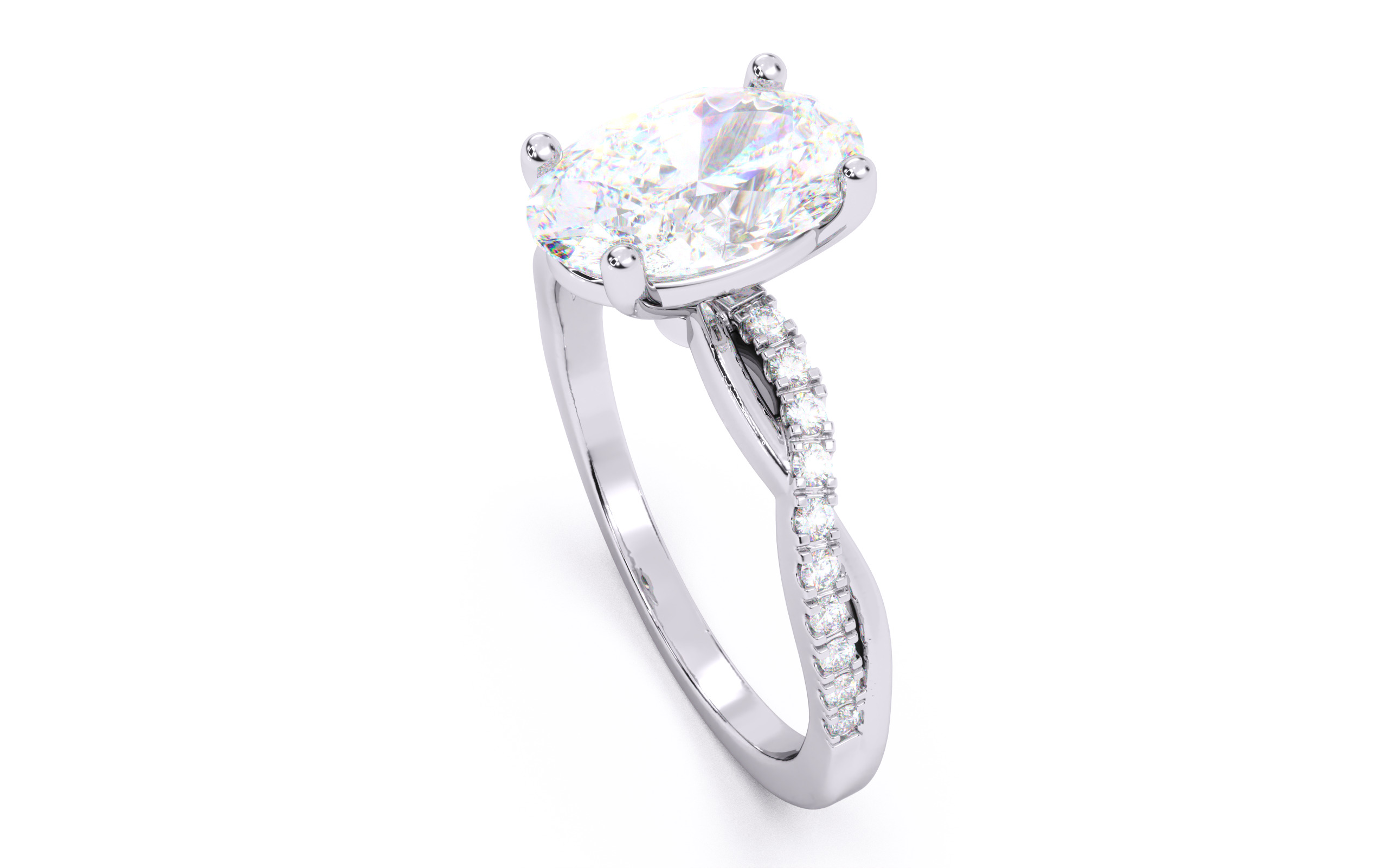 Oval Diamond Pave Setting Solitaire Ring  3D print model_24