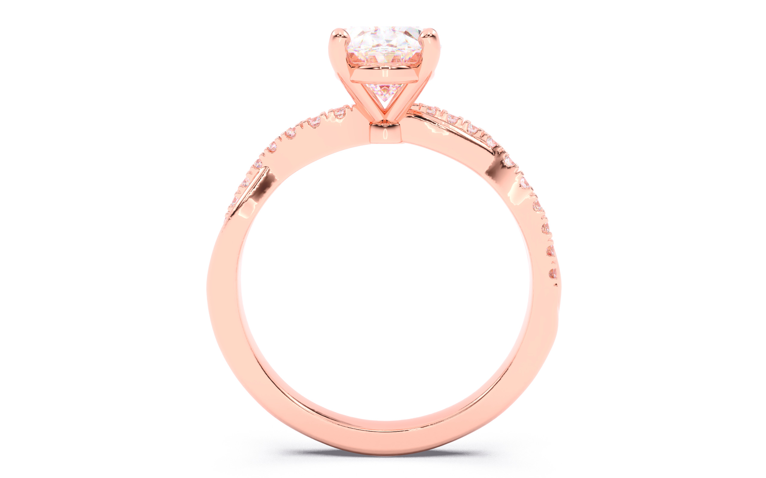 Oval Diamond Pave Setting Solitaire Ring  3D print model_5