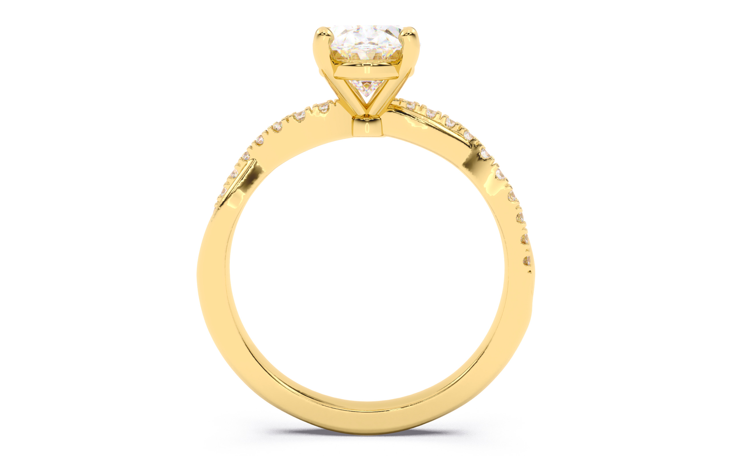 Oval Diamond Pave Setting Solitaire Ring  3D print model_9