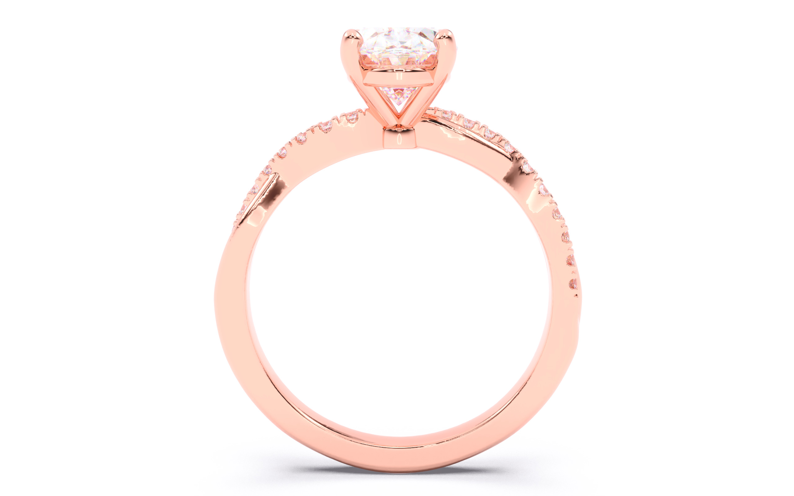 Oval Diamond Pave Setting Solitaire Ring  3D print model_6