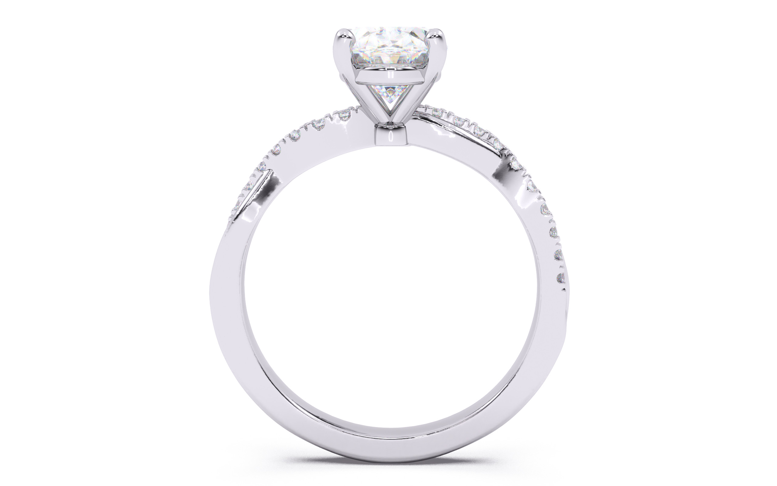 Oval Diamond Pave Setting Solitaire Ring  3D print model_7