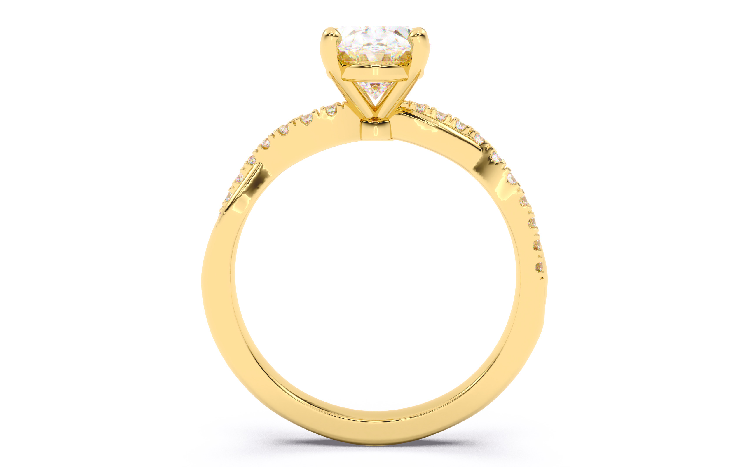 Oval Diamond Pave Setting Solitaire Ring  3D print model_10