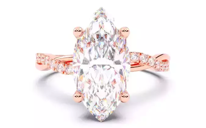 Marquise Diamond Pave Setting Solitaire Ring  3D print model