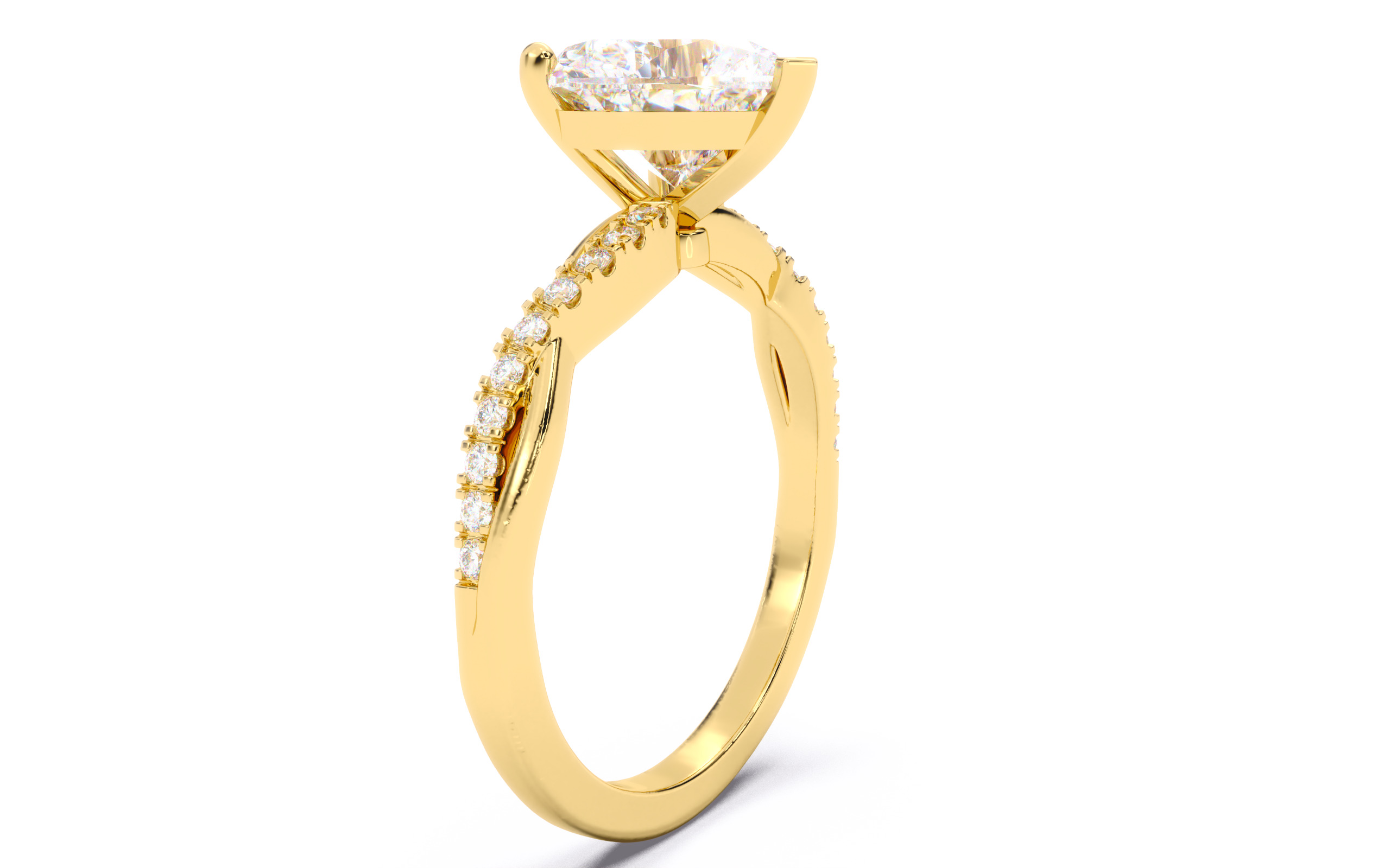 Heart Diamond Pave Setting Solitaire Ring  3D print model_20