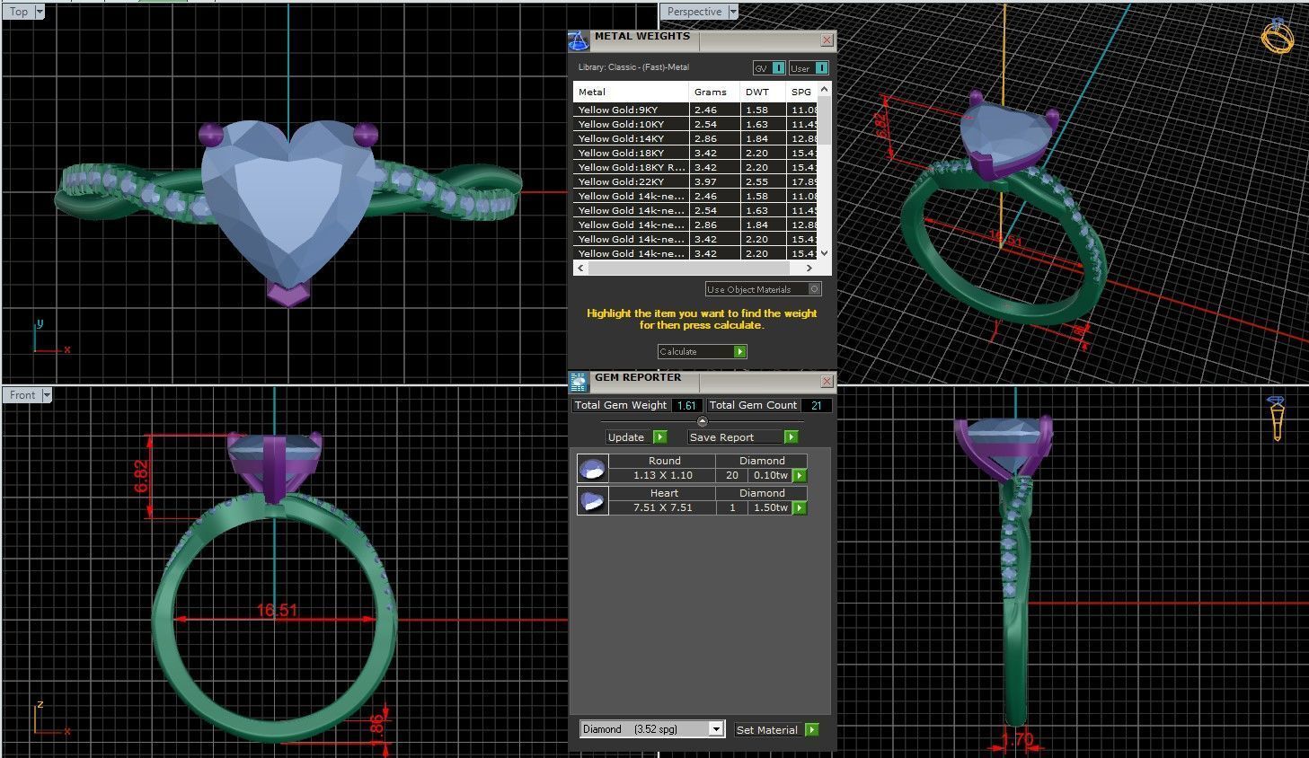 Heart Diamond Pave Setting Solitaire Ring  3D print model_1